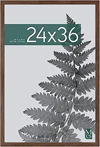 MCS Studio Gallery 24x36 Poster Frame Walnut Woodgrain, Vertical & Horizontal Wall Hanging Large Picture Frame for Photos, Posters & Art Prints (1-Pack)