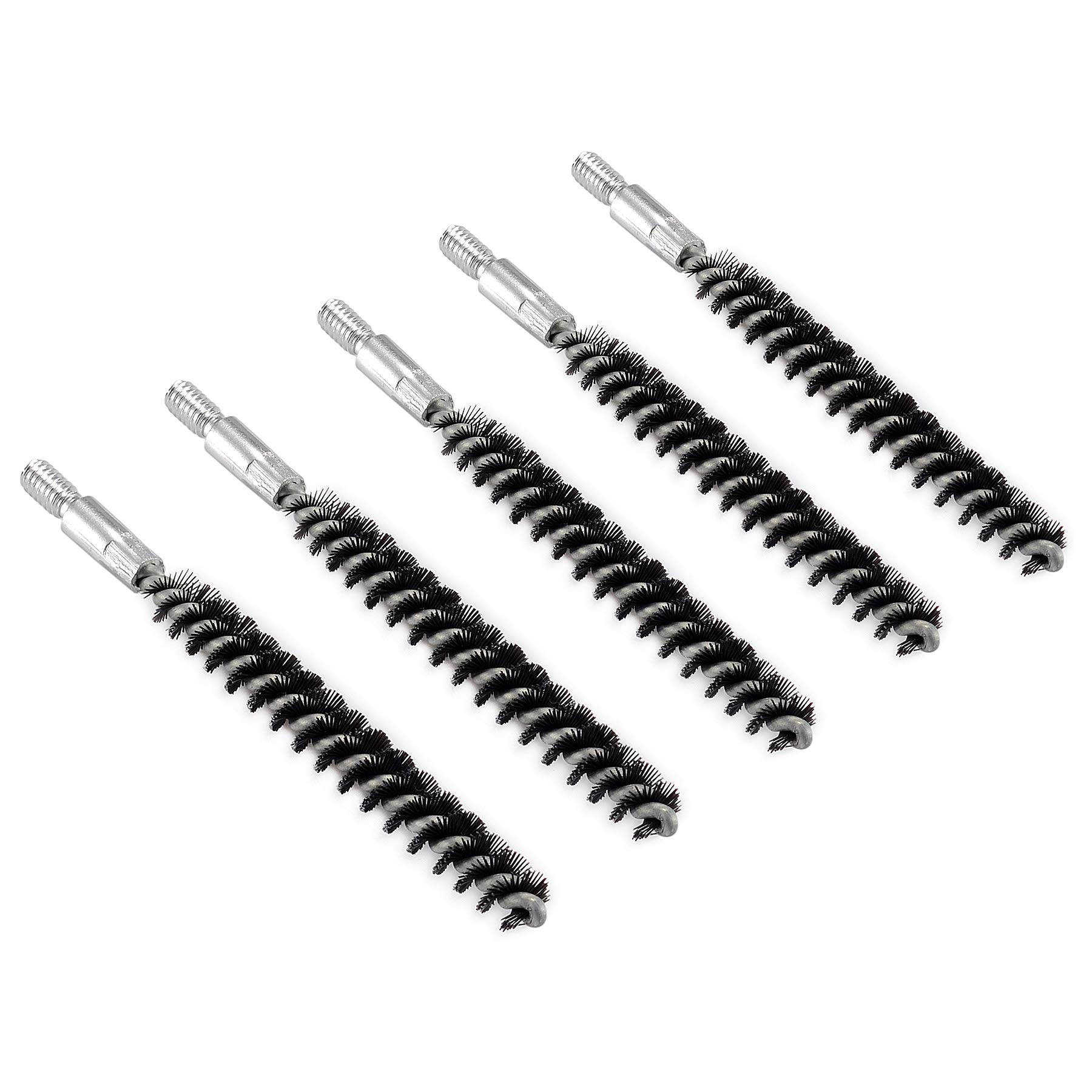 BOOSTEADY 5 Pcs Nylon Bristle Bore Gun Cleaning Brush for Pistol, 50 Professional Square Patches, .260/6.5MM, .17, .22, .357/9MM, .40, .45, .30 Caliber