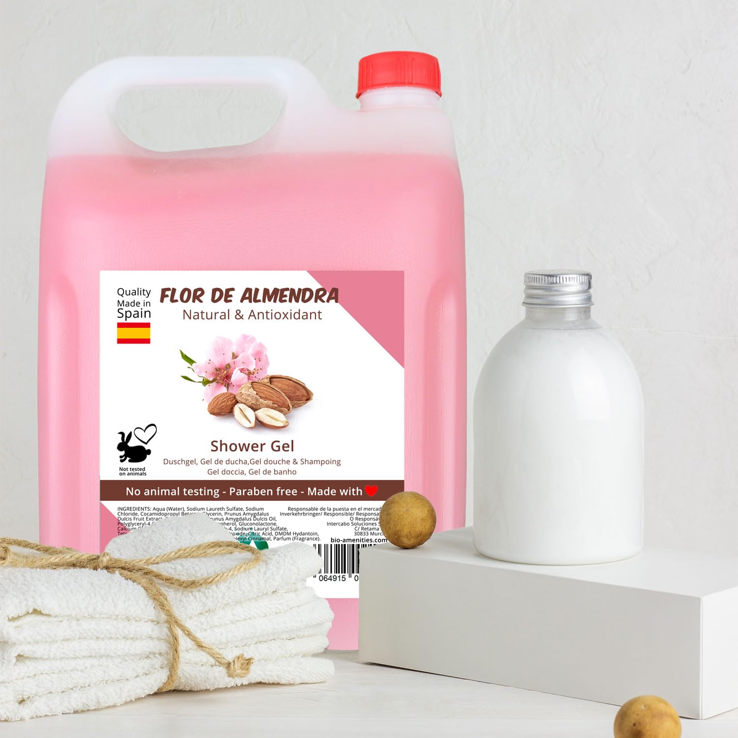 Duschgel Mandelblüte 5L - Packung mit 4 - Kanister Sanfte Reinigung und Feuchtigkeitspflege - Floraler Mandelduft - Große Nachfüllpackung für täglichen Gebrauch