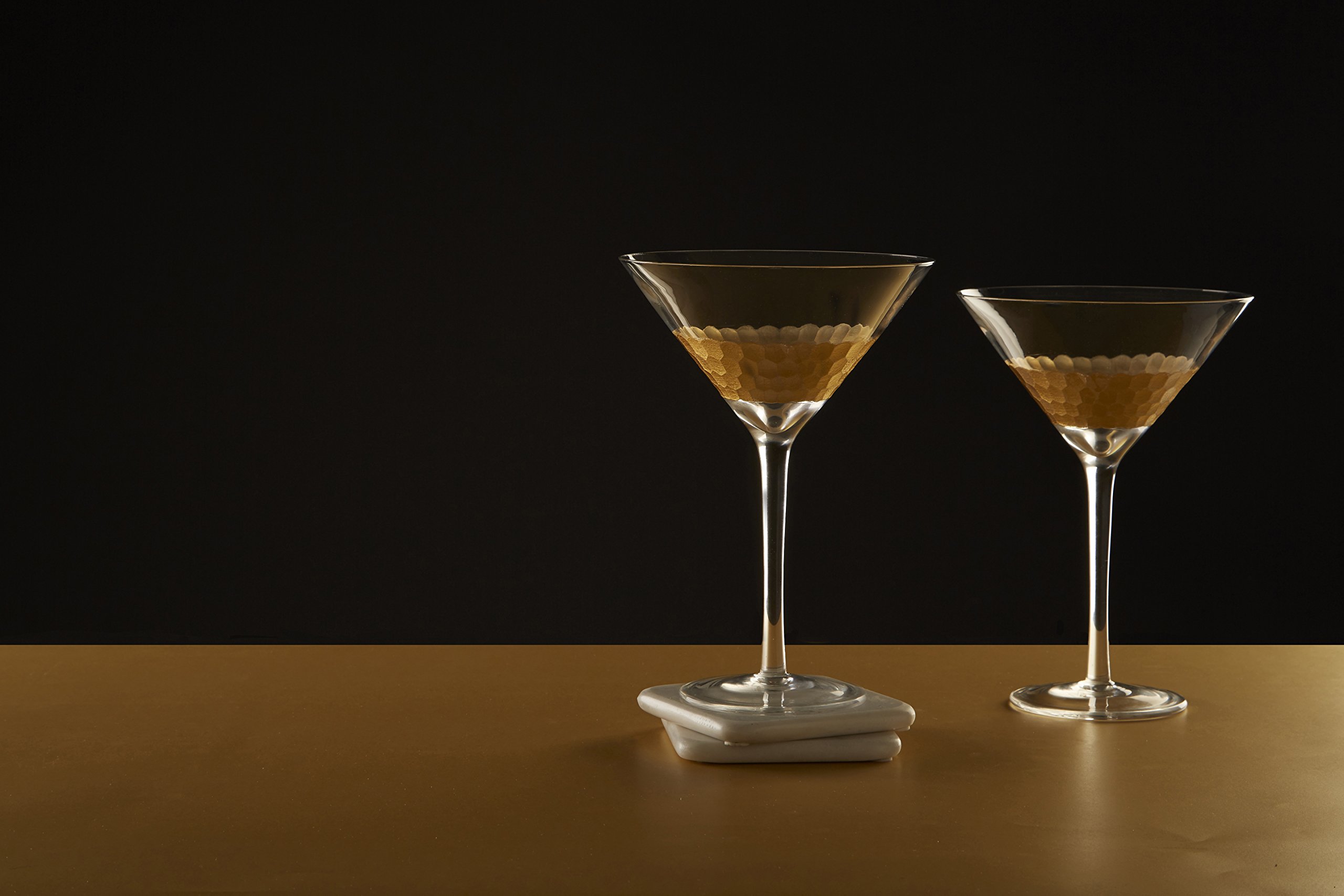Premier Housewares Astrid Cocktail Glasses, Gold, 14 x 14 x 19 cm, Set of 2 - Image 3