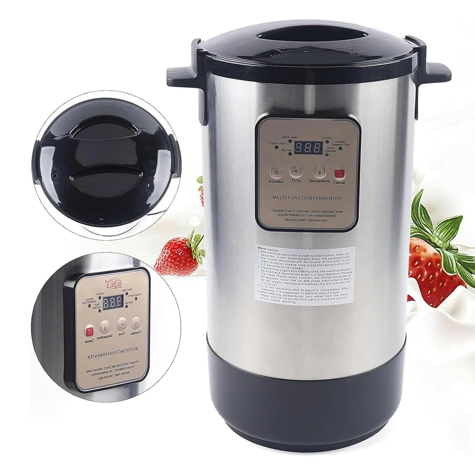 Genérico Yogurtera Casera 12L (12.68 Cuartos), Máquina de Yogur Griego, Recipiente Interior de Acero Inoxidable, para Yogur Orgánico, Queso y Vino de Frutas