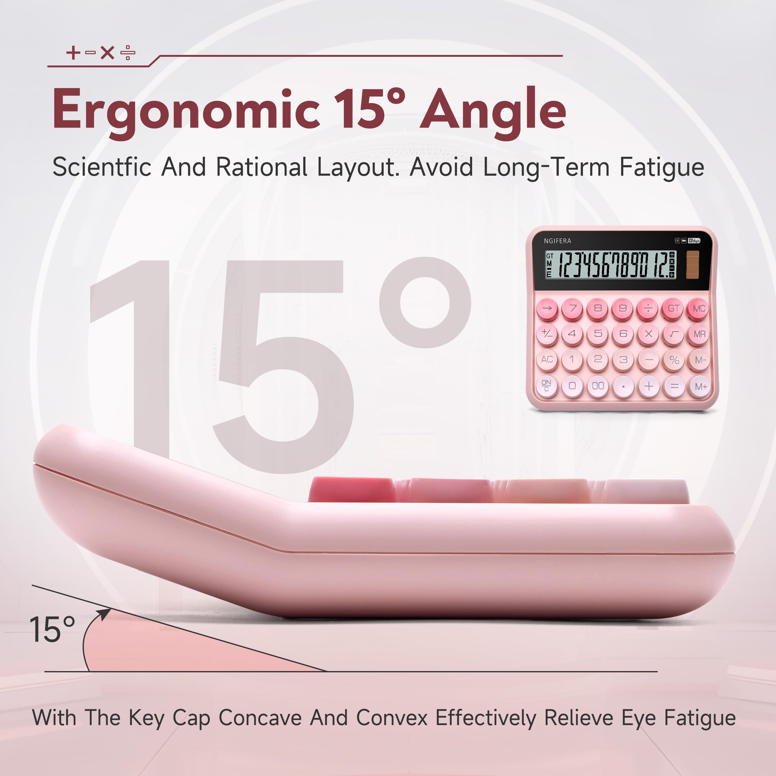 Calculadora de escritorio, pantalla HD de 12 dígitos con % de tecla | Teclado mecánico real, ideal para oficina, escuela o hogar