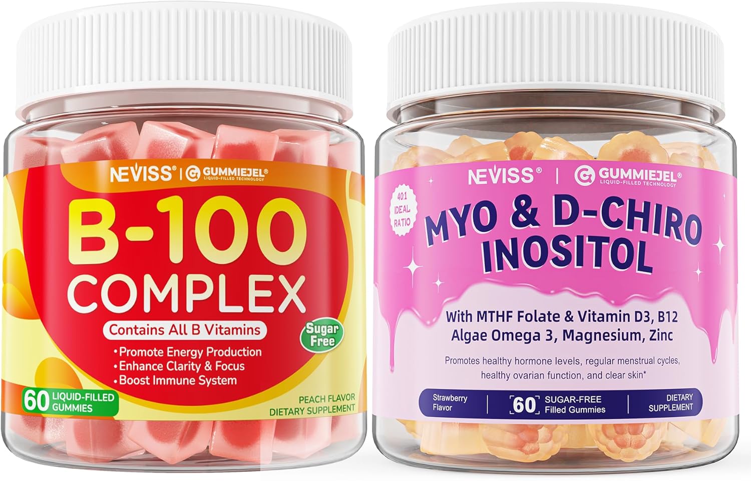 NEVISS Super Vitamin B Complex Gummies + Myo-Inositol & D-Chiro Inositol Gummies