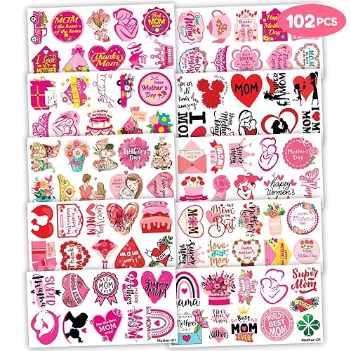 Miniatura 3 de 102 tatuajes temporales para el Día de la Madre Feliz Día de la Madre, decoraciones de fiesta temática de cumpleaños, suministros de decoración de