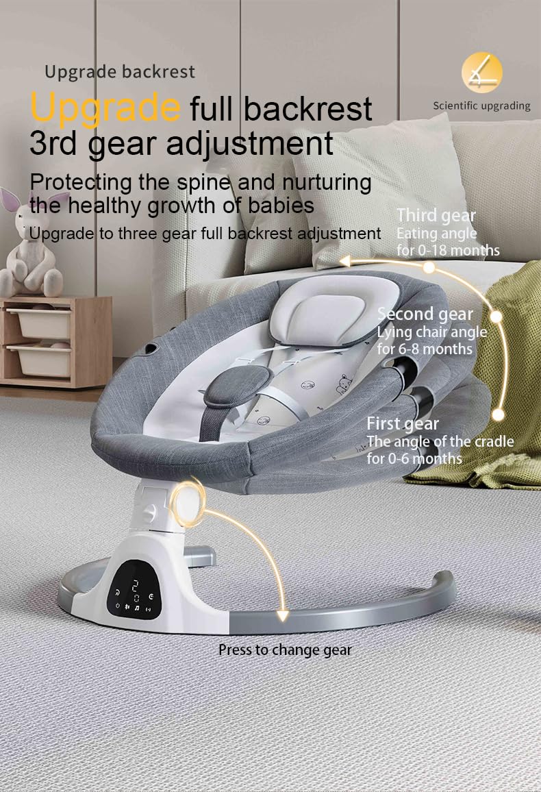 GLOKID Transat balancelle jusqu’à 9 kg, pliable, télécommande et Bluetooth pour smartphone, alimentation secteur, harnais de sécurité 5 points, pare-soleil, moustiquaire. (Rose)