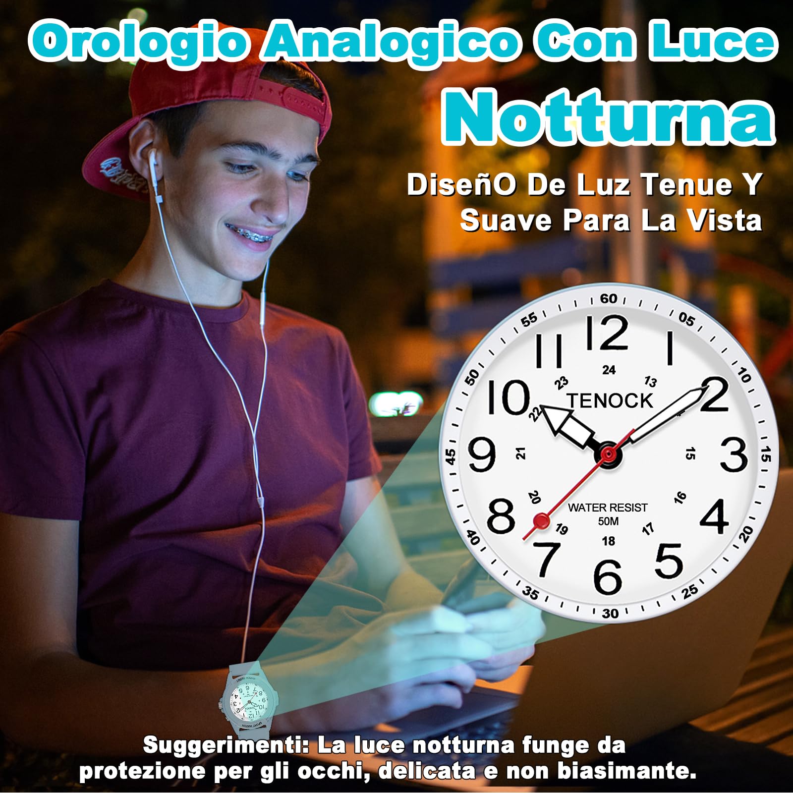 TENOCK Orologio Da Polso Sportivo Da Donna Analogico Al Quarzo 50 M Impermeabile Con Luce Notturna Per Abbinamenti Casual O Attività Sportive