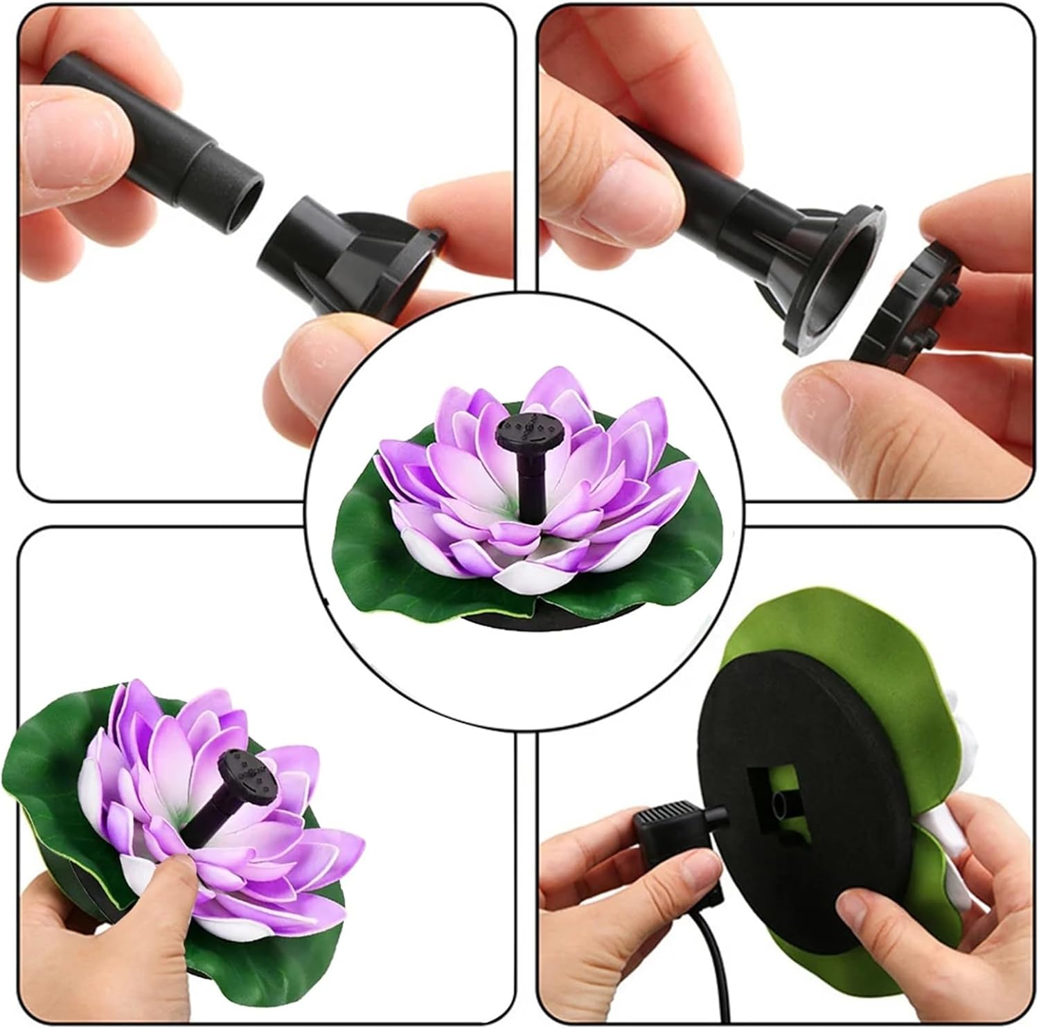 Lotus Solar Water Fountain - Brushless Pump Mini Waterfall for Outdoor Bird Bath(Pink)