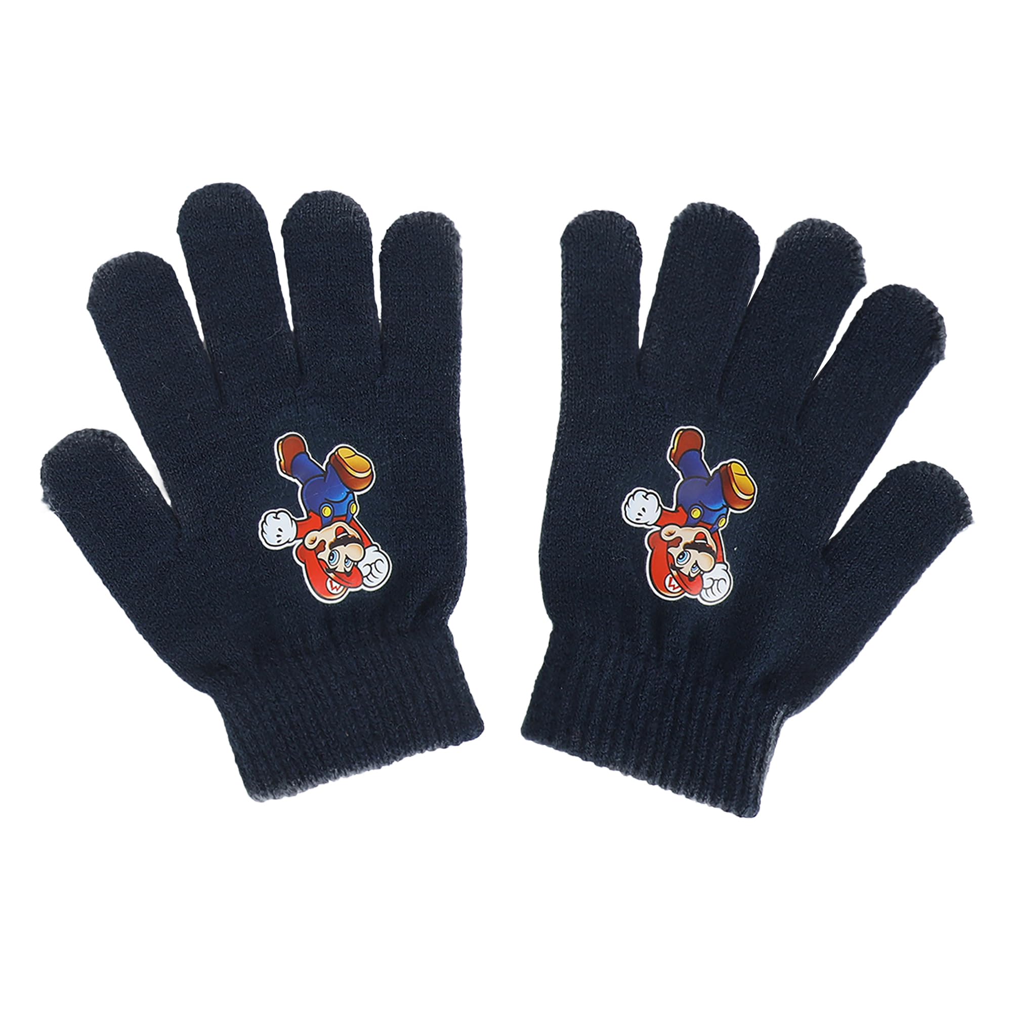 Bonnet, Écharpe & Gants Fille 4-10 Ans - Set Hiver Doublé Avec Cache-Oreilles Et Écran Tactile - Cheerful Mario