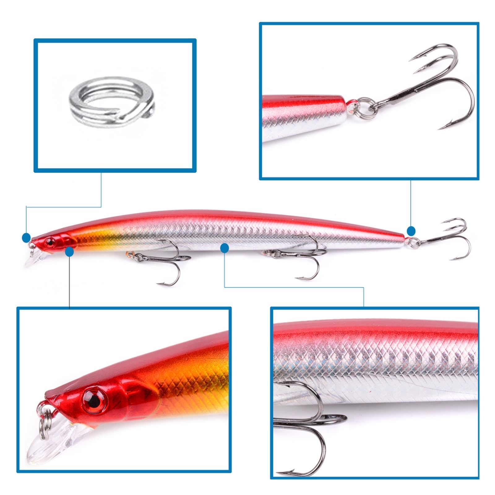 INEOUT 10 Stücke Big Laser Minnow Angeln Locken Set 180mm/26g Harten Köder Crankbait Isca Artificiais Pesca Meer Wobbler Schwimmen Köder