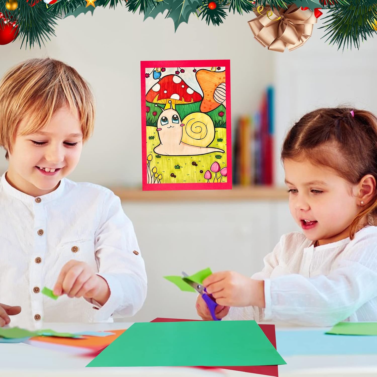 100pcs Christmas Cardstock Thick Paper, 70 lb A4 Red Green Holiday Cardstock Paper, Medium Thick Printable Card Stock for Xmas New Year Card Making, Arts&Crafts, Invitations, Greeting Cards