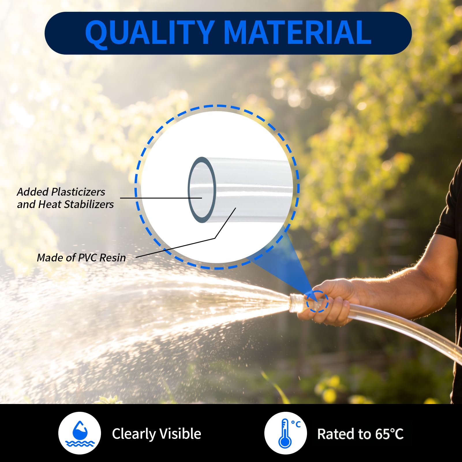 Tuyau Flexible en PVC de 16 x 18 mm, Tube en Plastique Transparent de 5 Mètres, Tuyau à Paroi Mince d'une Épaisseur de Paroi de 1 mm pour Applications Basse Pression