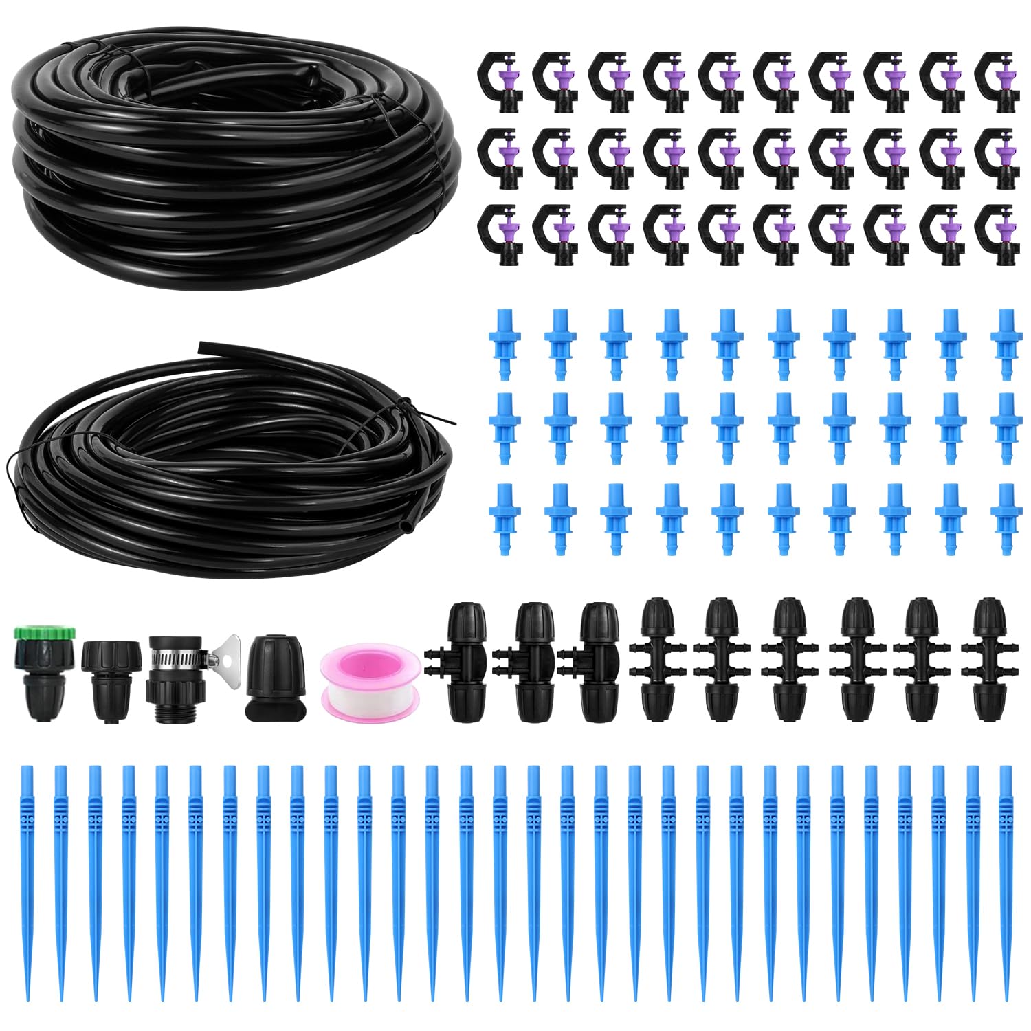 Sistema di irrigazione automatico per prato con kit di tubi da 1,2 m, 2,3 m, 1,2 m, 1,7 cm, irrigatore rotante da giardino per irrigazione a goccia, irrigazione di piante, cura del cortile e del prato