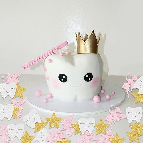 Miniatura 5 de 200 piezas de confeti de hadas de dientes con purpurina para fiestas de cumpleaños, baby shower, decoración de confeti de papel de elfo rosa y