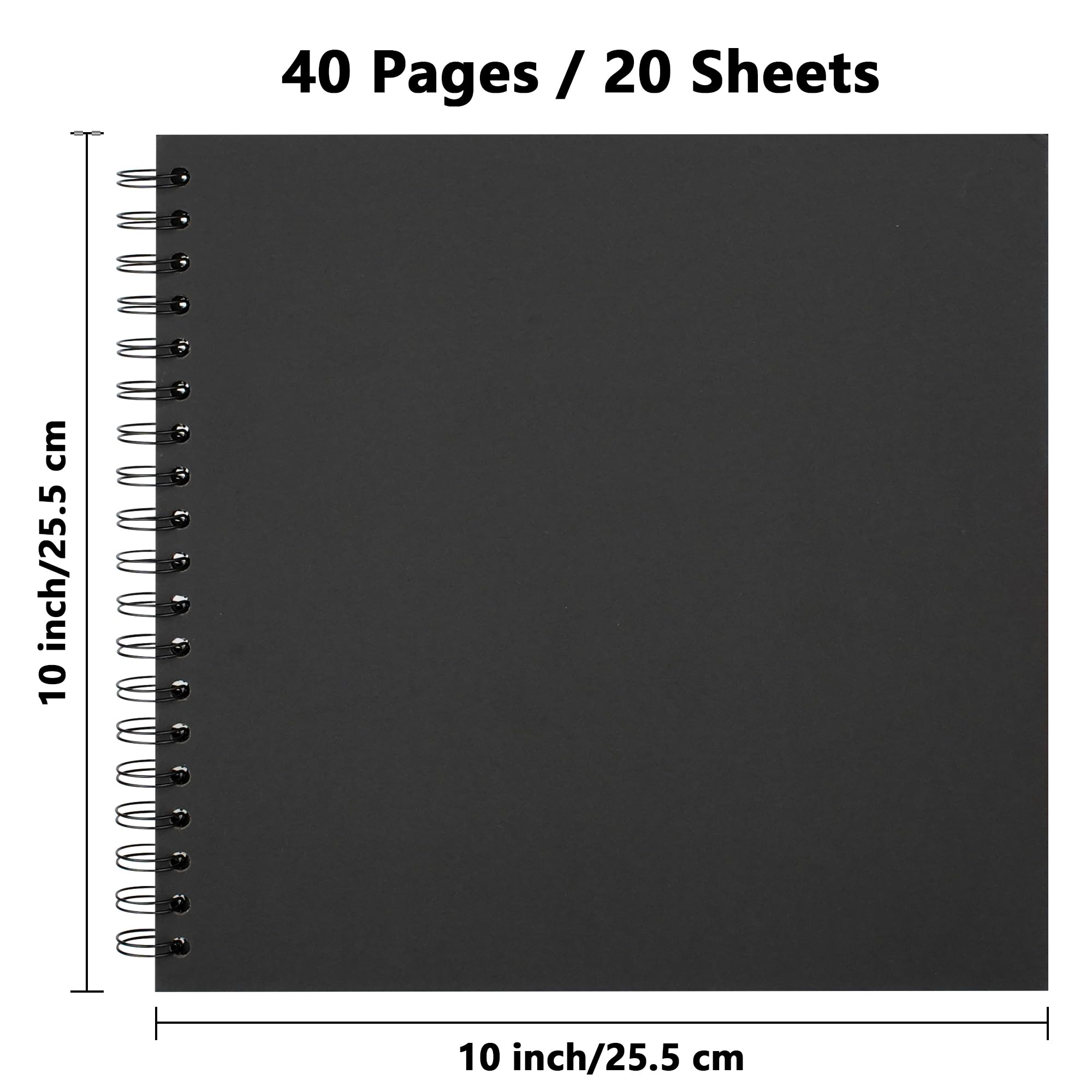 Hiwhy Scrapbook 10x10 Inch DIY Scrapbook Album Hardcover Kraft Paper Scrap Book Photo Albums 20 Sheets Memory Book for Family Wedding Black - Image 2