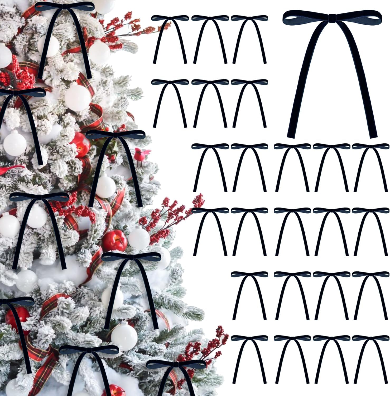 Amazon.com: 24 Pcs Velvet Christmas Bows 5 x 7 Inch Rustic Velvet Small ...