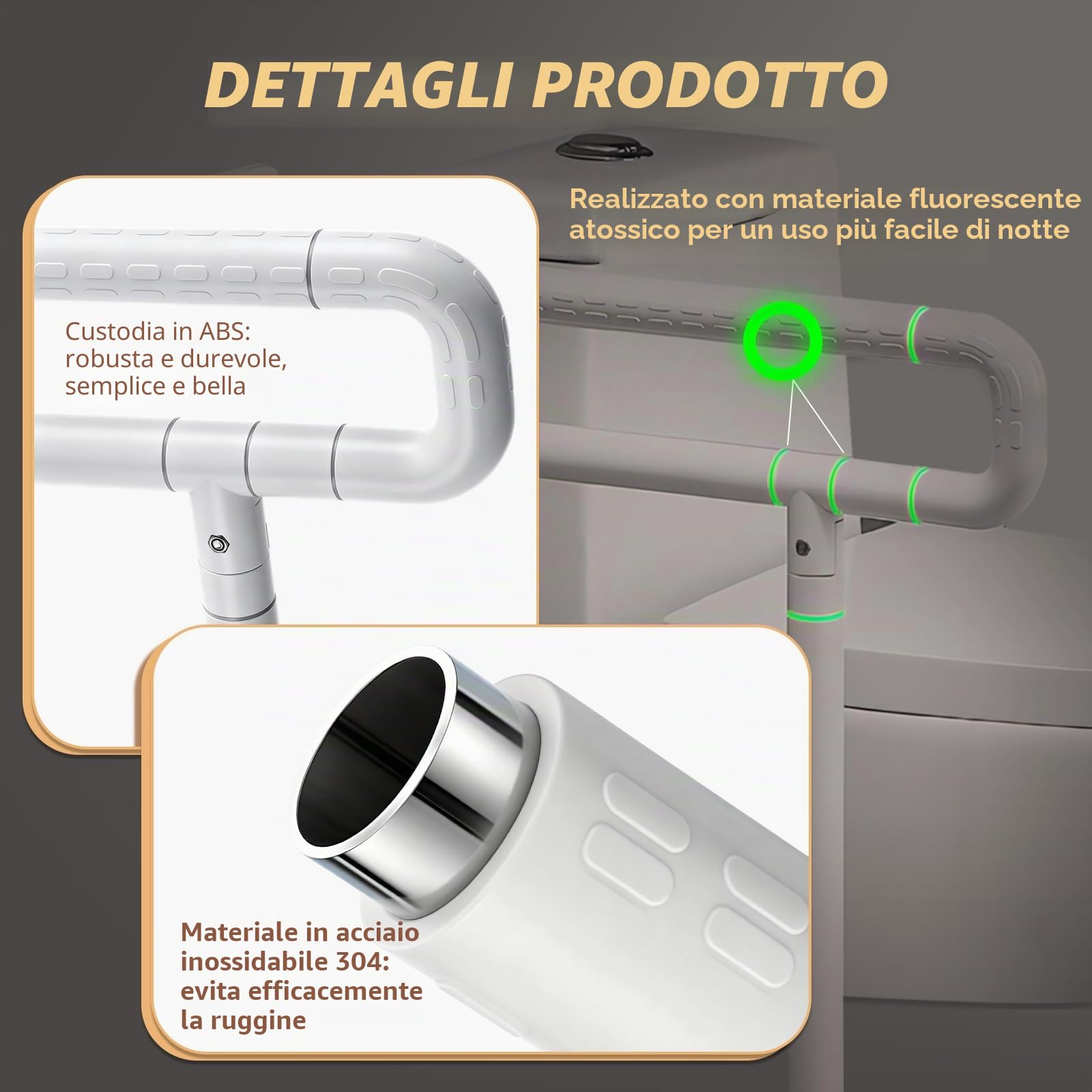 YUCHENGTECH Maniglione Bagno Disabili Ribaltabile 70cm Maniglia Doccia Anziani Acciaio Inox Maniglione per WC per Anziani Disabili Incinta Supporto 350kg,Bianco