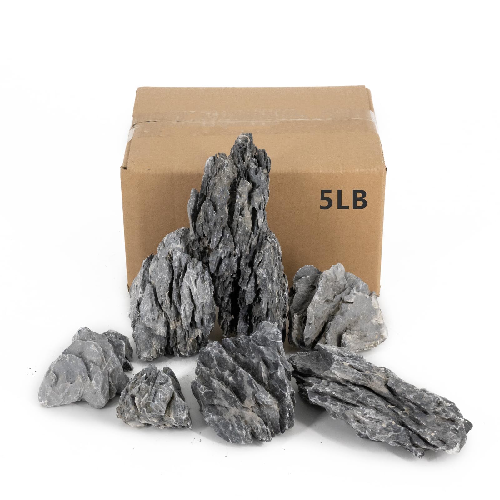 Aquarium Rocks Seiryu Stones Natural Hardscape Stone for Aquariums, Fish Tanks, Bonsai, Terrariums, Wargaming Dioramas, Indoor or Outdoor Gardens-5Lb(2-6 Inch)
