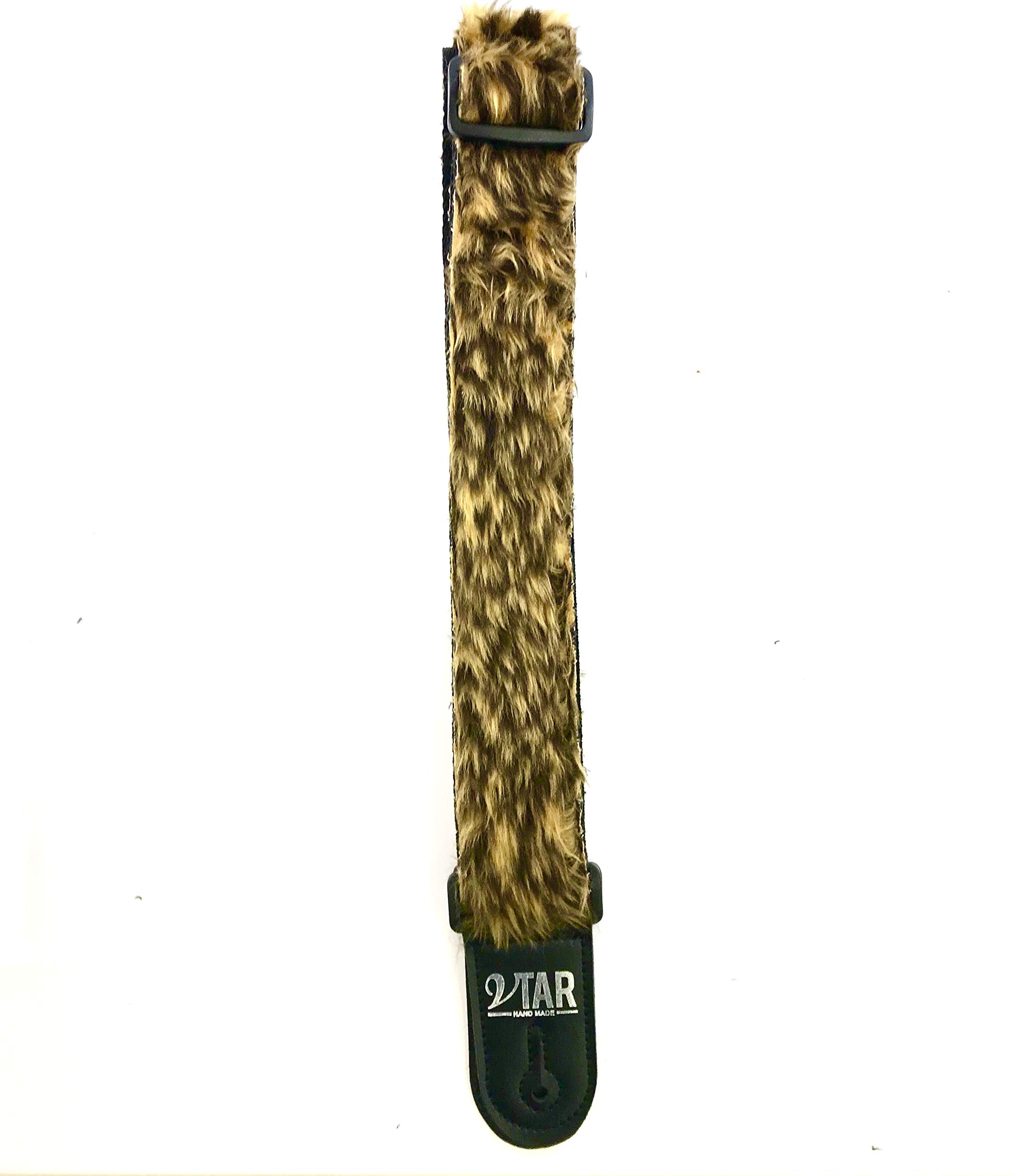 Vtar Leopard Fur Vegan Soft Fur Design Adjustable Acoustic Electric Guitar Strap (Leopard Fur)