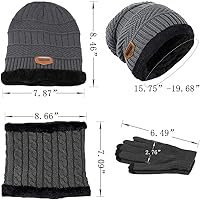Vista 3 de T WILKER Juego de 3 gorros de invierno para niños, bufanda y guantes para pantalla táctil