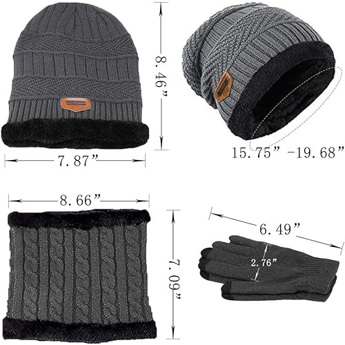Miniatura 3 de T WILKER Juego de 3 gorros de invierno para niños, bufanda y guantes para pantalla táctil