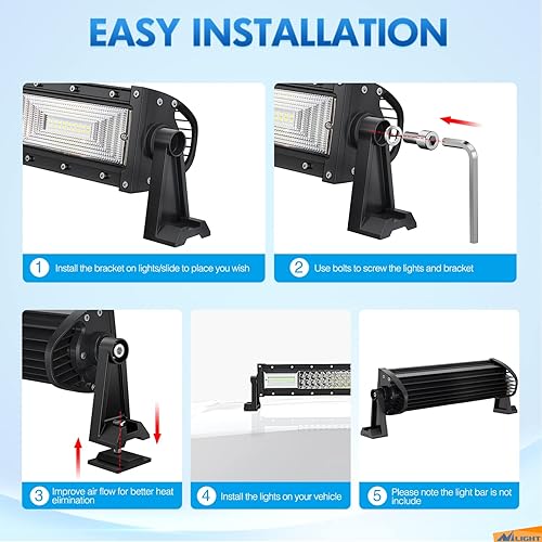 Miniatura 3 de Nilight 2 soportes de montaje lateral universales ajustables para barra de luz LED, color negro