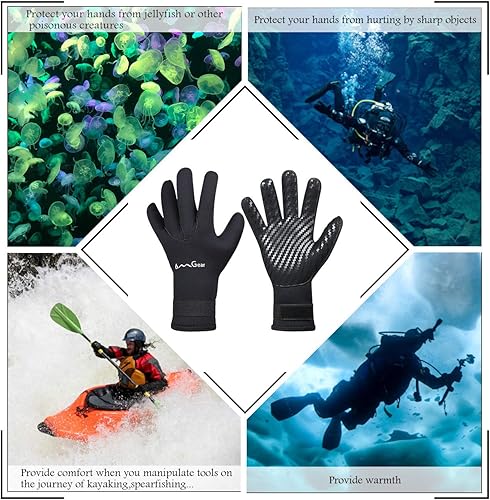 Miniatura 4 de OMGear Guantes de neopreno de buceo, guantes de neopreno de 0.118 pulgadas (0.118 in) térmicos flexibles con correa ajustable para la cintura para