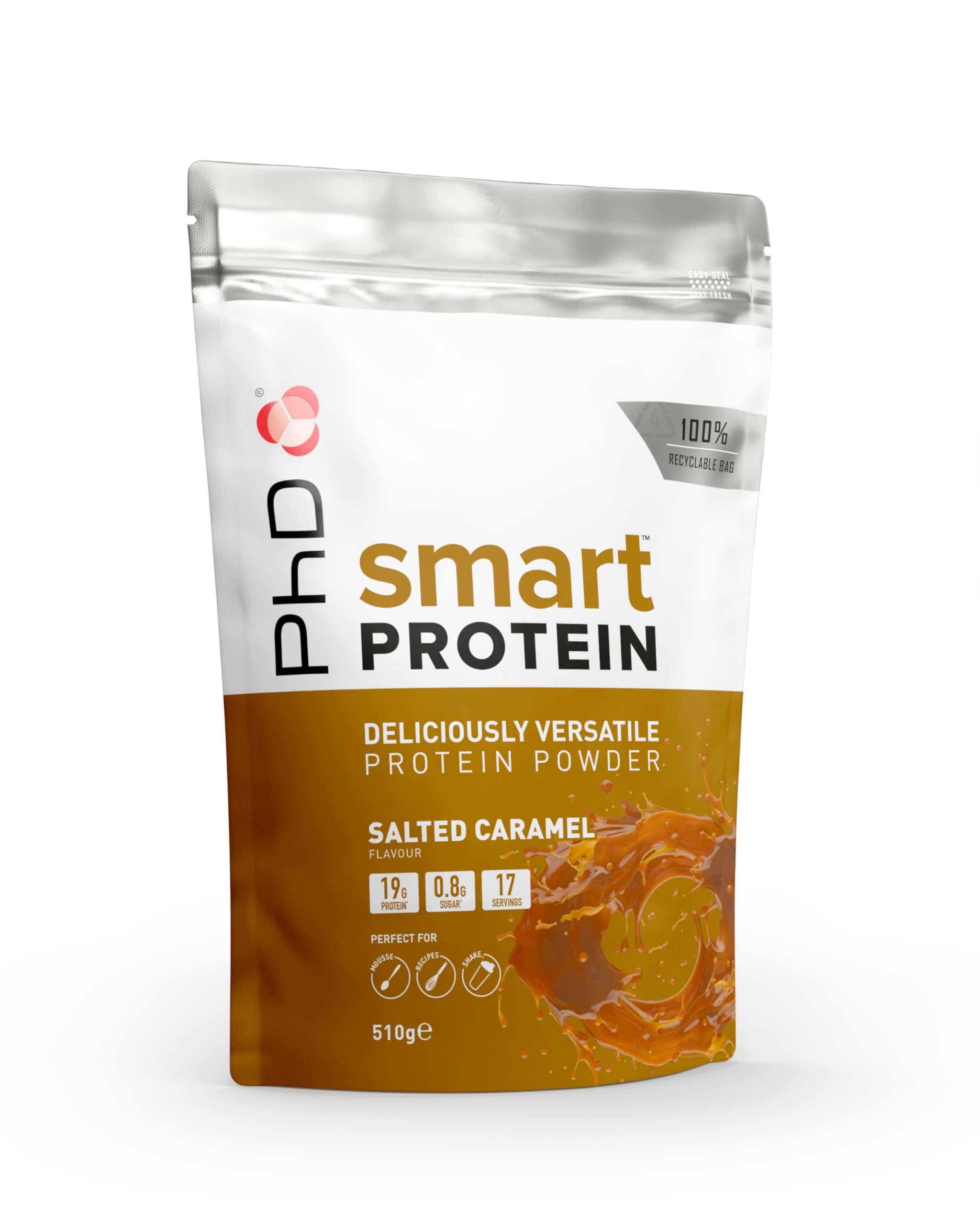 Phd Smart Protein, Versatile Shake, Ideal for Shakes, Baking and Deserts, Salted Caramel Flavour, 17 Servings per 510 g Bag