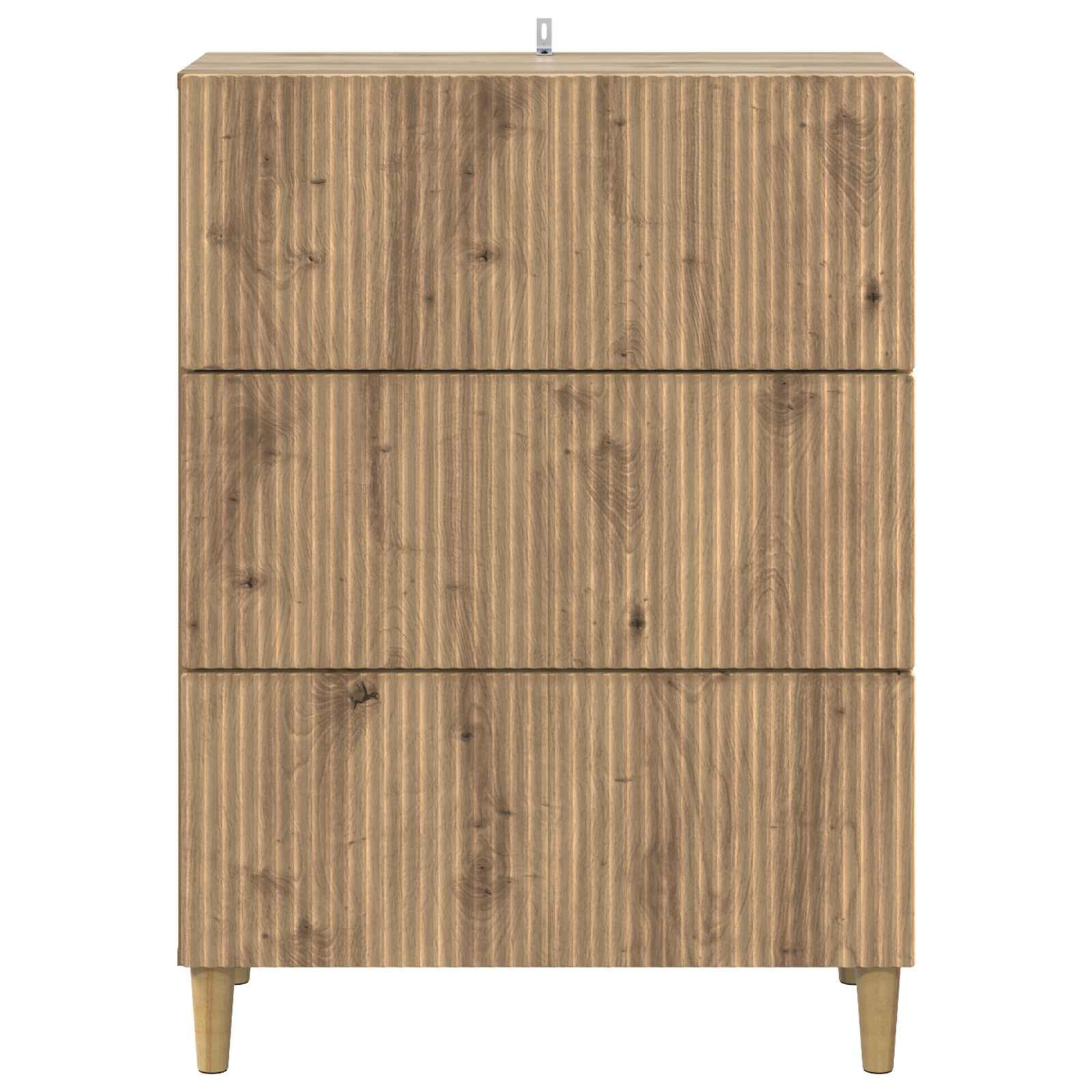 Cassettiera in rovere Artisan, 66 x 34,5 x 90 cm, con 3 cassetti e molto spazio per soggiorno, camera da letto, ufficio, corridoio e cucina