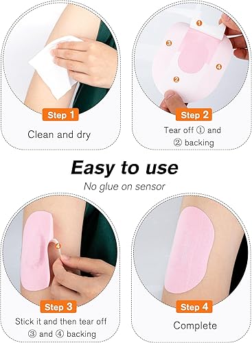 Miniatura 4 de Leng Ke 20 parches adhesivos Dexcom G6 – Parches impermeables para Dexcom G6, papel posterior precortado fuerte sin pegamento en el centro (rosa)