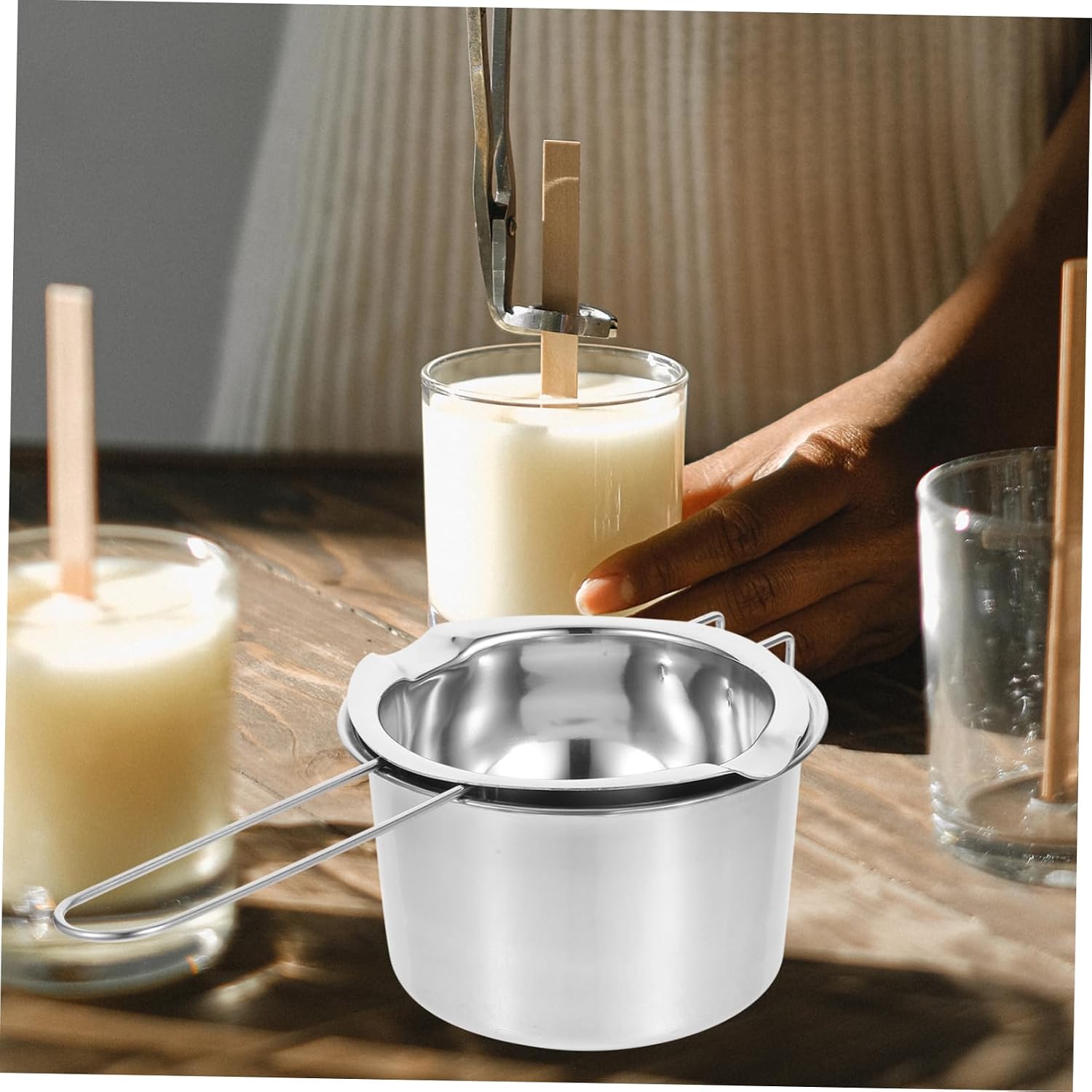 SEWOART 4pcs Candle Making Tool Kit Wax Melting Pot Handle Heat Resistant for DIY Projects Easy to Use