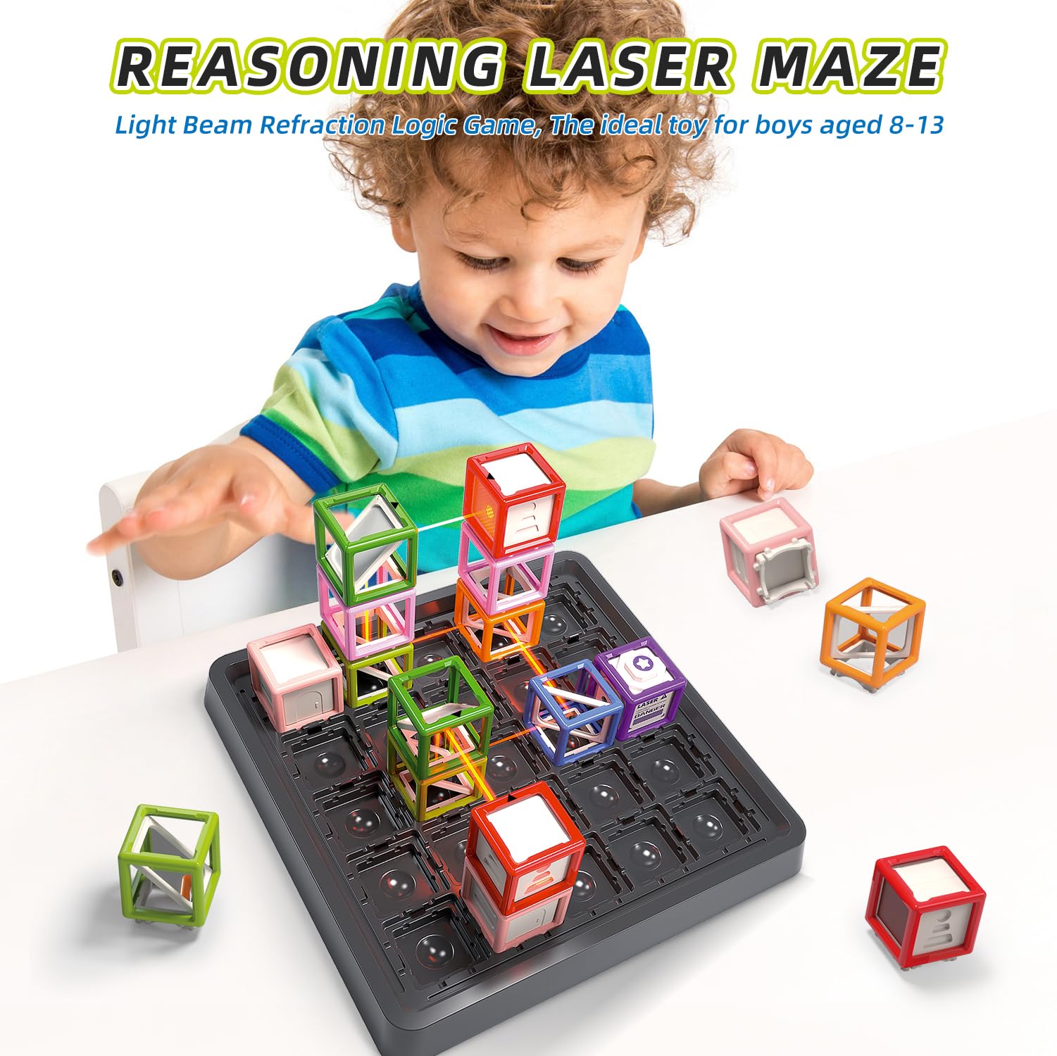 fisca Laser Maze Puzzle Labyrinth Schachspielzeug Laserstrahl Biegeturm Logik Labyrinth Spiel Übung Konzentration Kinder Brettspiel für Jungen und Mädchen ab 8 Jahren