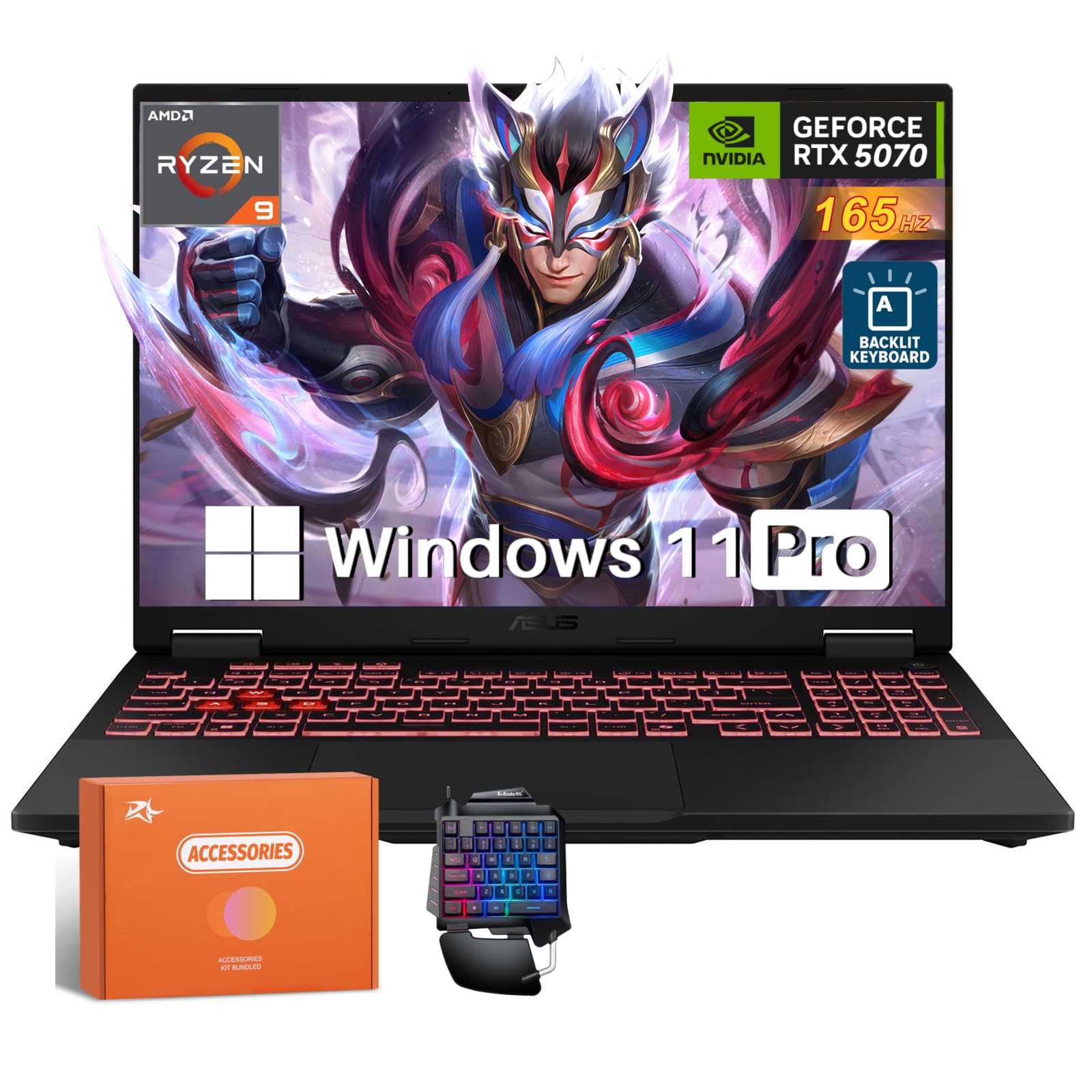 ASUS TUF A16 Gaming Laptop, AMD Ryzen 200 Series, NVIDIA GeForce RTX 5070, 16" 165Hz 300Nits Display, 32GB DDR5, 1TB SSD, Ethernet Card, Windows 11