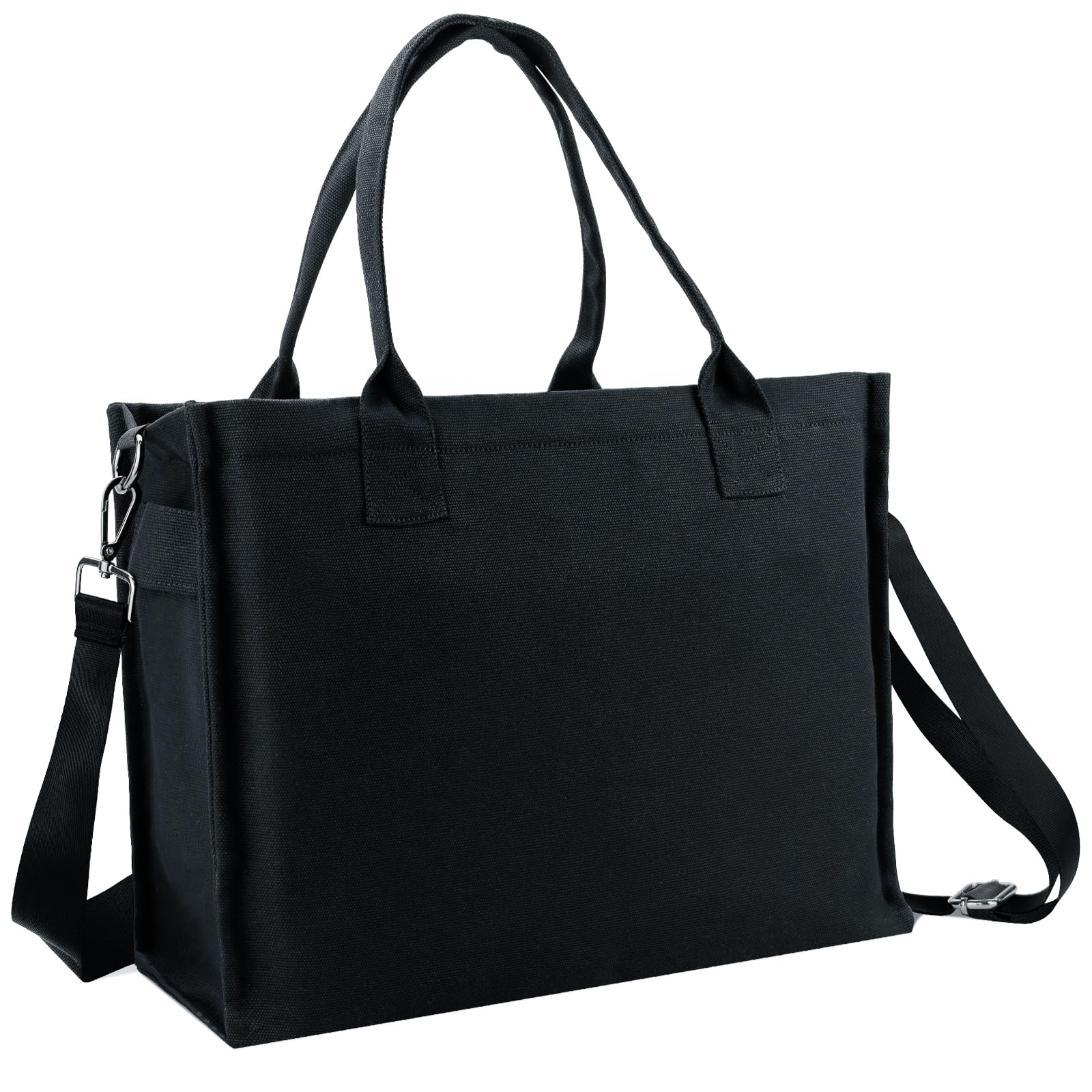 ONEGenug Canvas Tote Bag for Women, Large Laptop Crossbody Bag Travel Tote Handbag Everything Bag with Zip Simple Bag