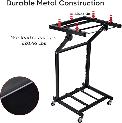 Miniatura 4 de AW, soporte ajustable con ruedas para mezcladora de DJ, equipo de música de estudio, para fiestas, 12U