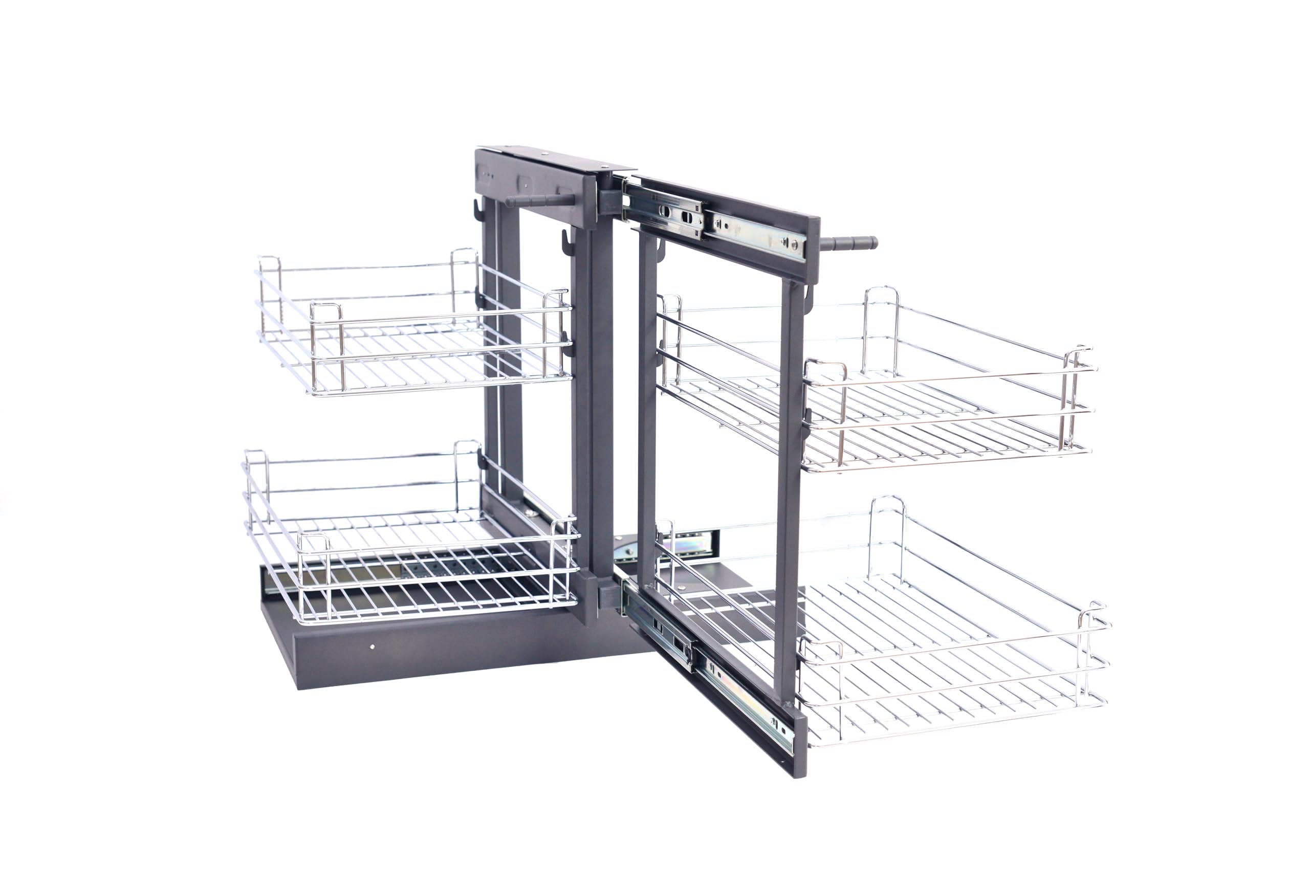 TMY Magic Corner Eckschrank Organizer Beidseitig Montierbar bis 50 kg | Ausziehbare Schublade Küche Stahl, Auszug Küchenschrank Soft-Close-Funktion, Teleskopschublade Ausziehbar für Küchen Schrank