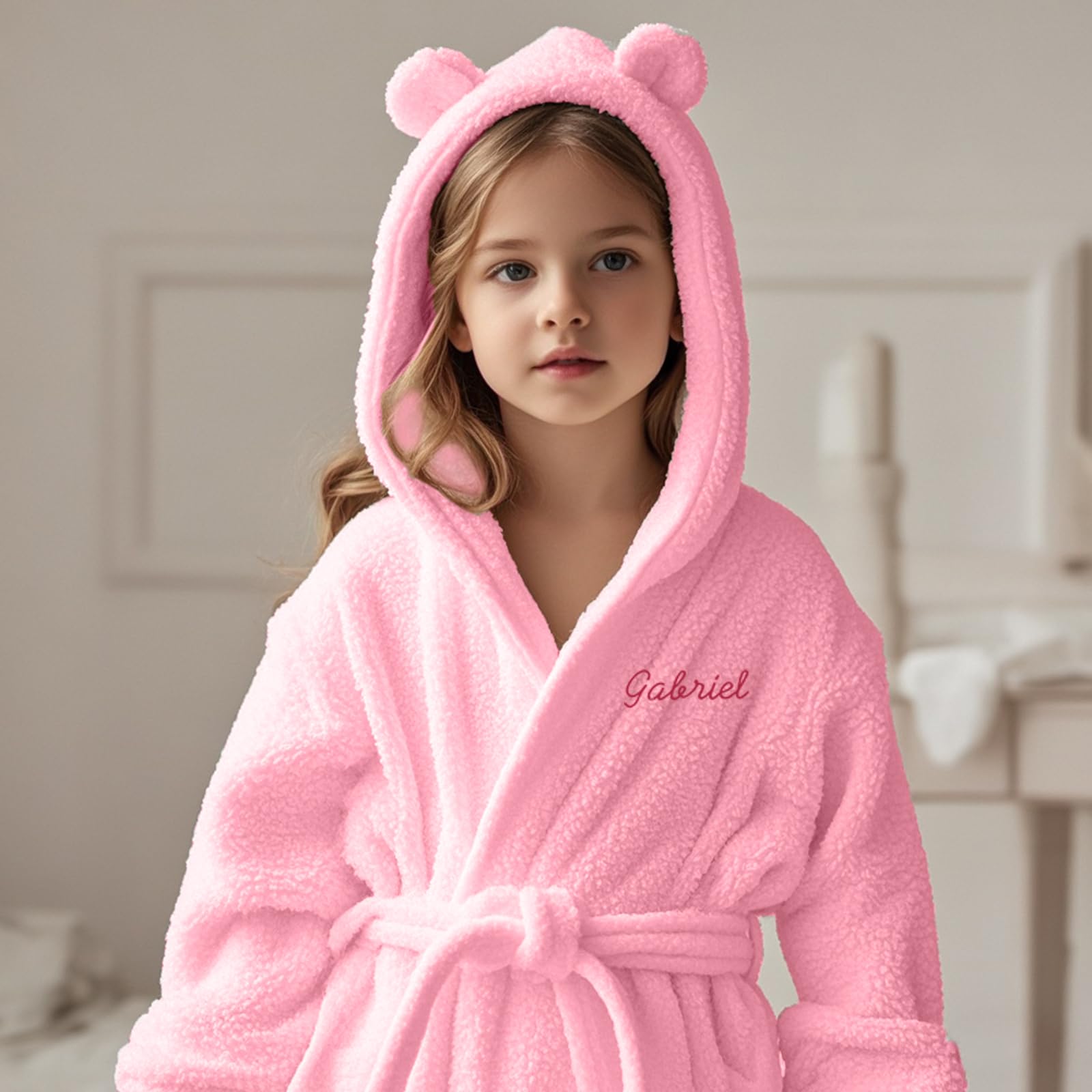 Peignoir Bébé Personnalisé avec Nom Brodé, Flanelle Douce, Cadeau Naissance