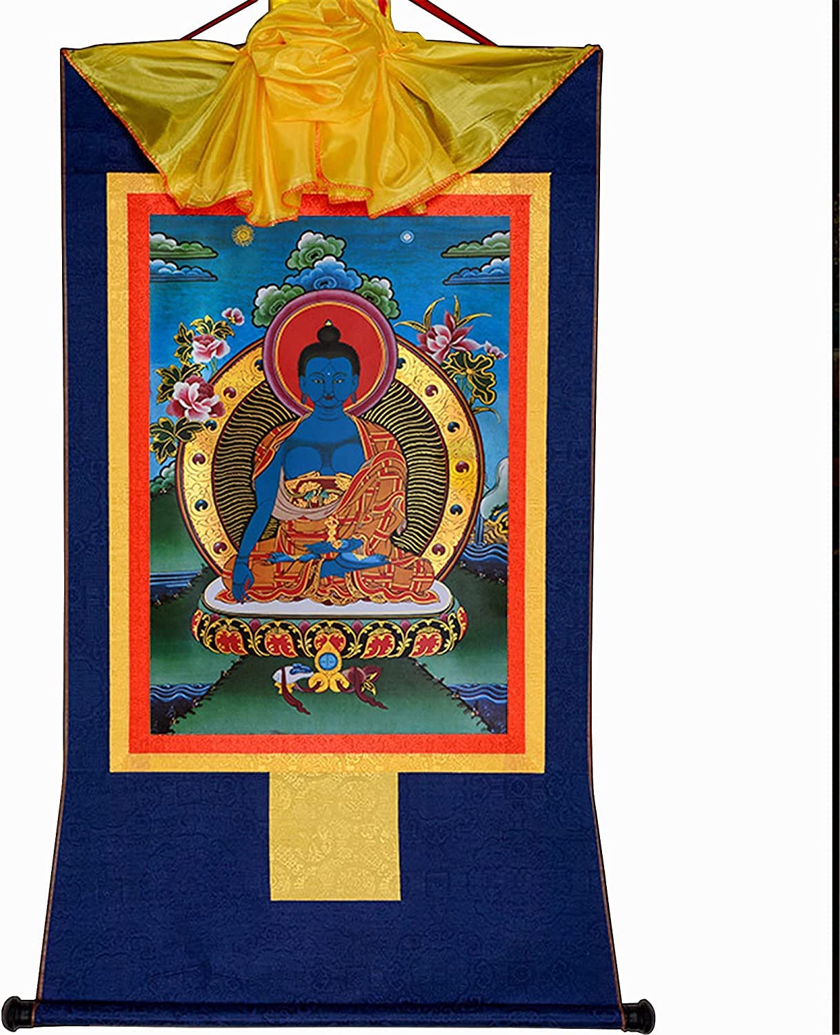 VHKJewE Akshobhya, Buddhist Thangka Brocade(Blu,Small(35cm*27cm))