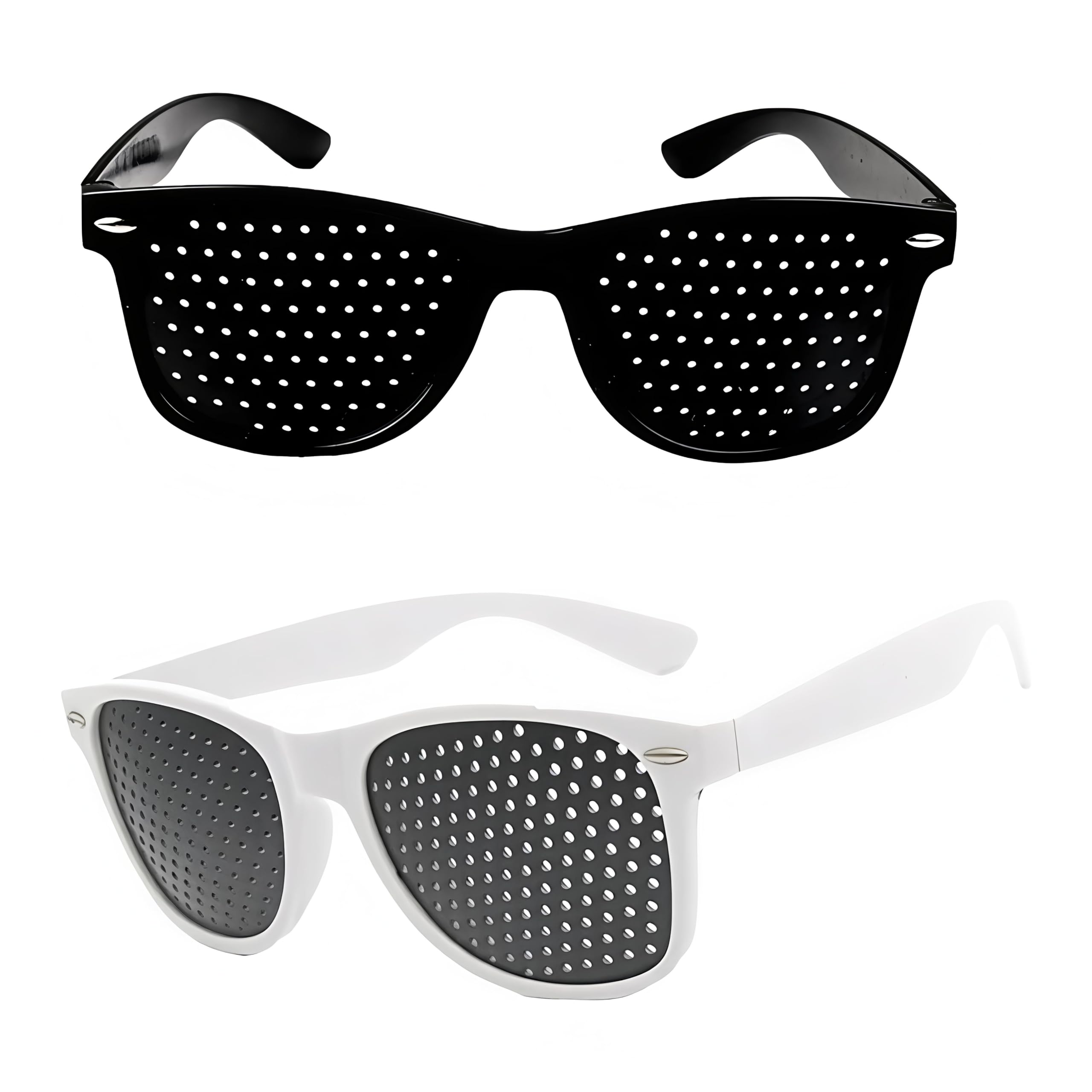Lunettes Sténopéïques à Grille Optique pour Repos des Yeux, Réduction Fatigue Visuelle, Blanc/Noir