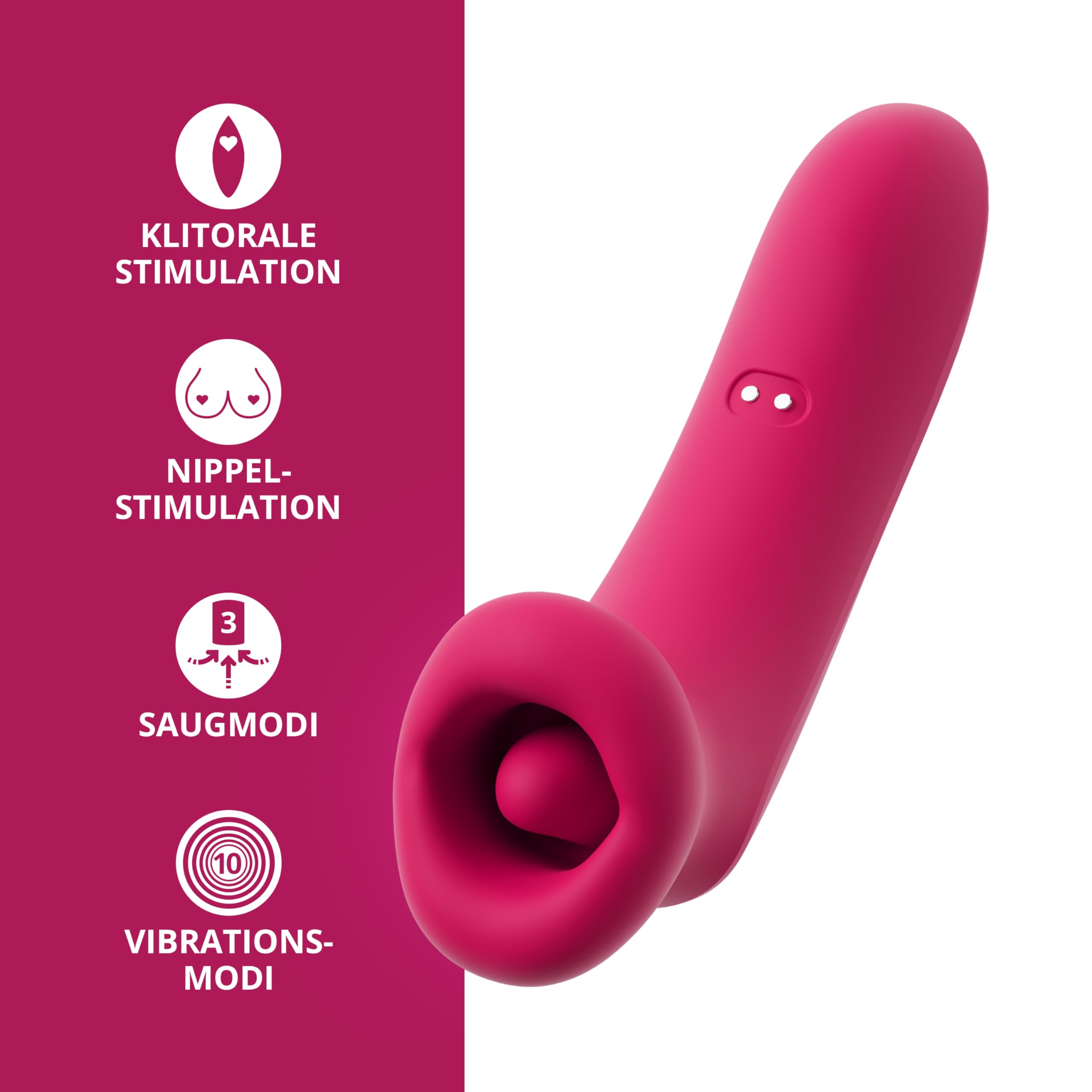 You2Toys Oral Fun Vibratore a ventosa con lingua vibrante, labbra in silicone morbido, 3 modalità di aspirazione + 10 modalità di vibrazione, stimolatore clitoride silenzioso, ricaricabile tramite USB