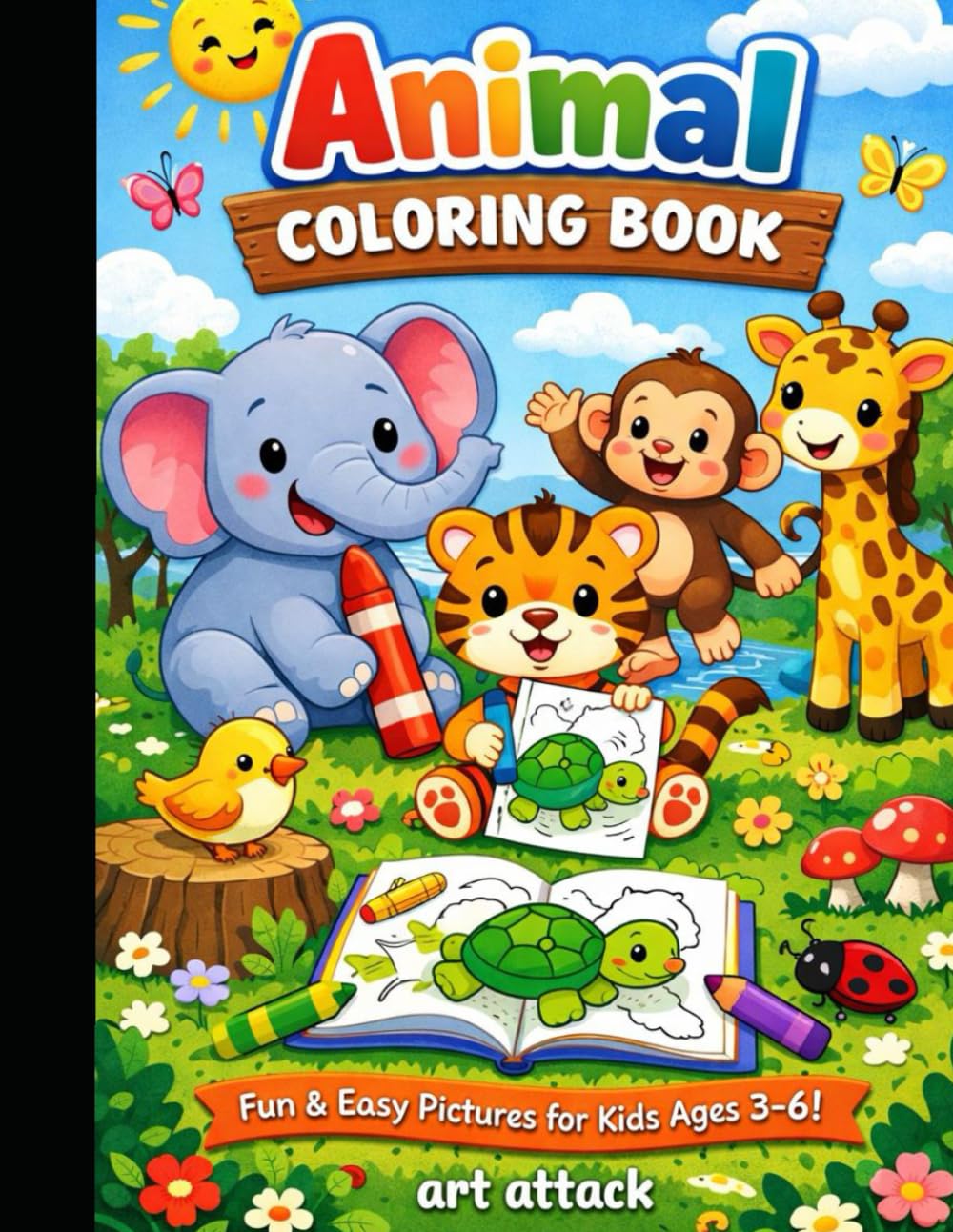 Animal Coloring Book for kids aged 3 to 6: Fun and Easy Animal Coloring Pages for Kids Ages 3–6
