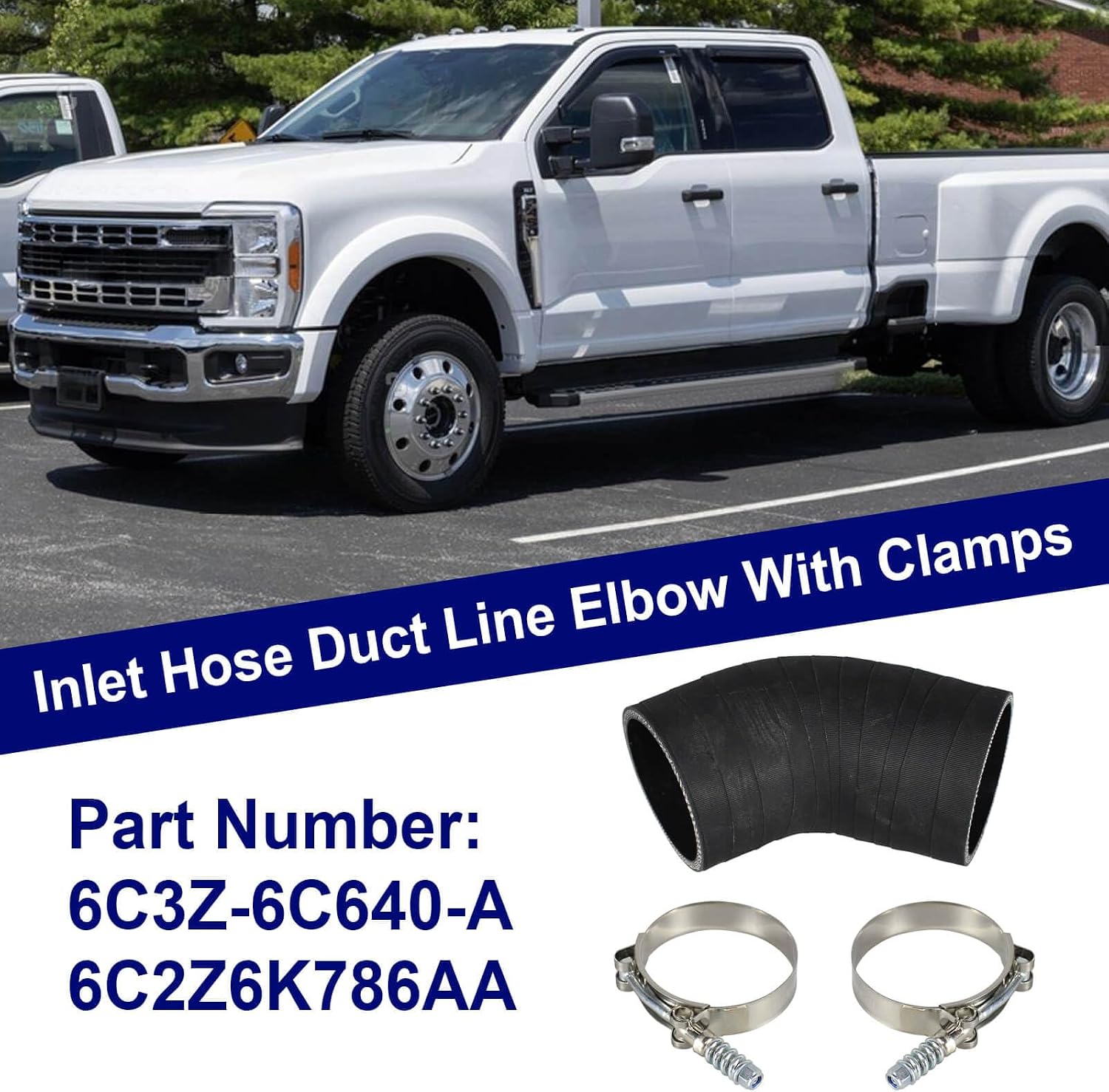 ZNB 6C3Z-6C640-A Inlet Hose Duct Line Elbow with Clamps | Fit for Ford F250, Fit for Ford F350 Super Duty, 2005-2007