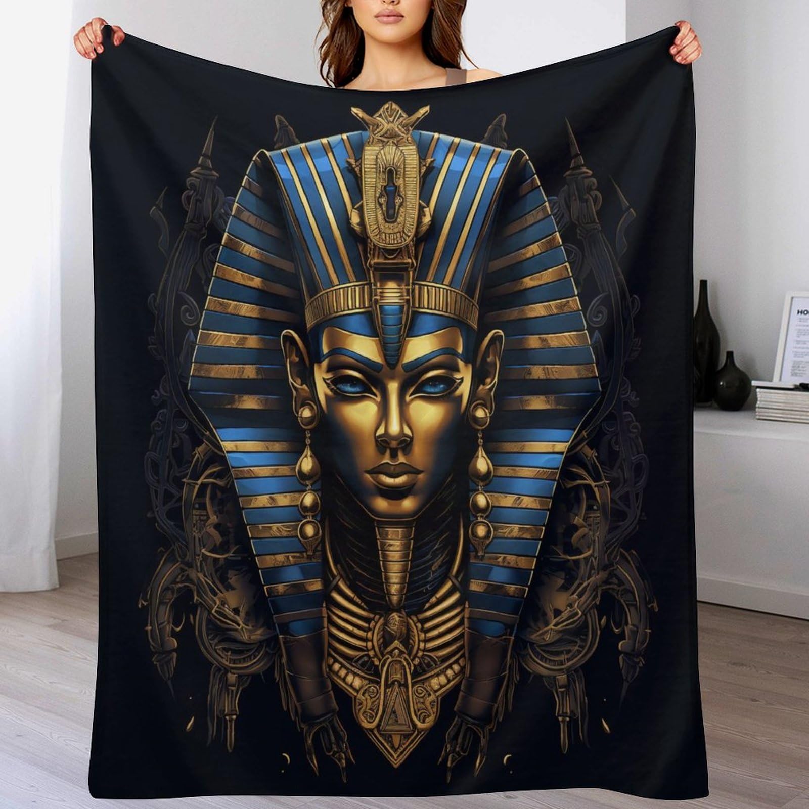 Jete de canape polaire Égypte motif mythologique - Plaid lit chaud