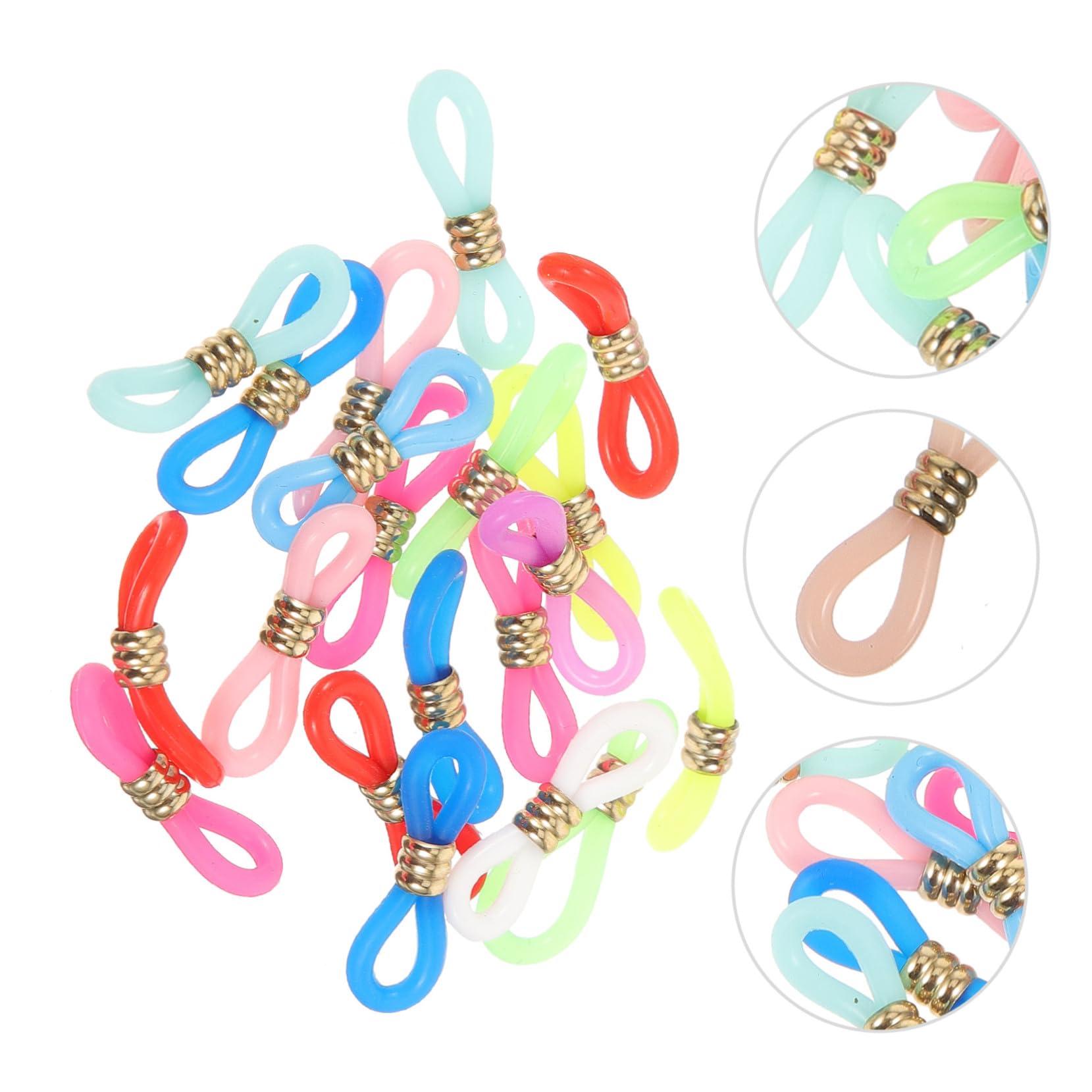 SOLUSTRE Embouts de Chaîne Antidérapants Accessoires Pratiques pour Sport pour Lunettes en Silicone et Métal 60 Pièces Connecteurs Réglables Couleur Aléatoire pour Chaînette de Lunettes