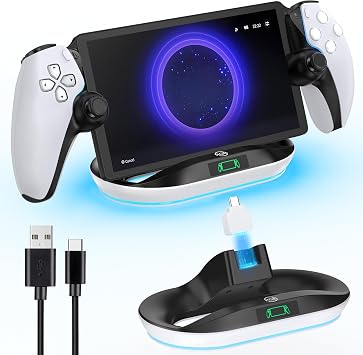 Charging Stand for PS Portal Remote Player, PS Portal Charging Dock with Light Modes, PS Portal Stand Charger, Portal Dock Station with Magnetic Connector, PS Portal Holder Base, PS Portable Game