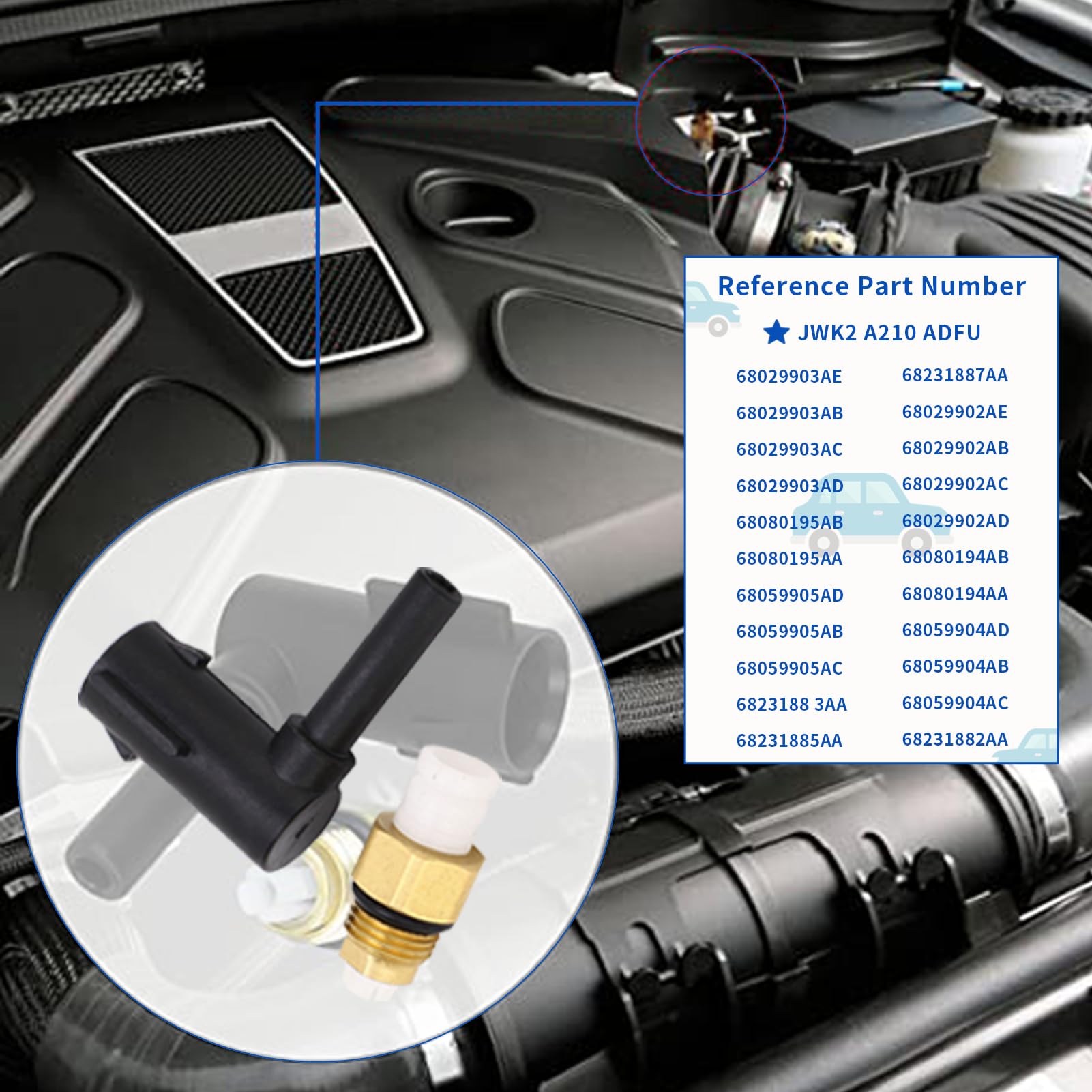 Kit de Réparation de Coude de Suspension Pneumatique, Kit de Valve de Réparation de Suspension, pour Grand Cherokee WK2 2011‑2016 JWK2-A210-ADFU, pour 68029902AE 68080194AA...