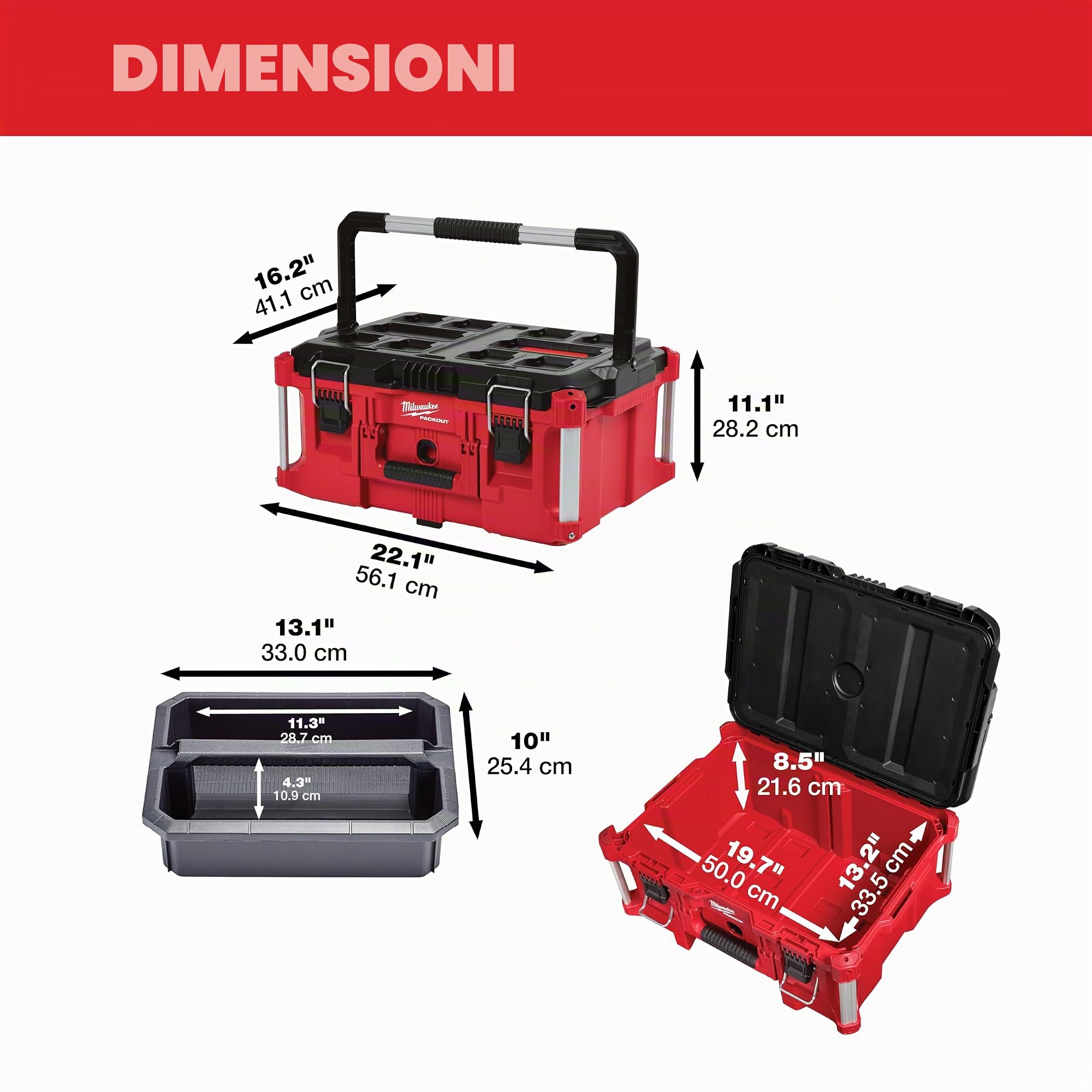 Milwaukee 48-22-8425 - Cassetta portautensili grande, colore: Rosso
