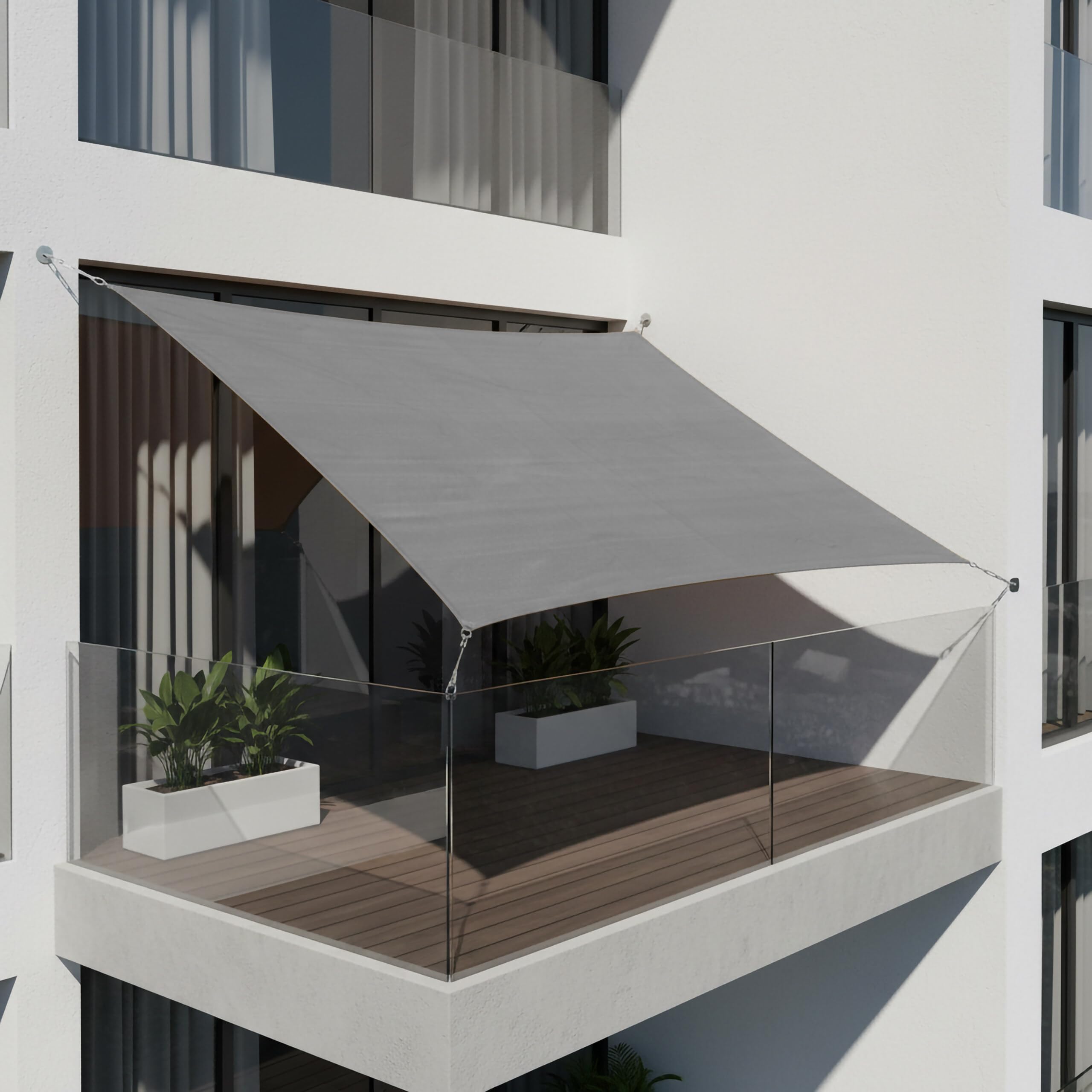 Voile d'ombrage Relaxdays, 3 x 4 m, HDPE Respirant, pour Jardin & Balcon, rectangulaire, avec Cordes, Gris foncé