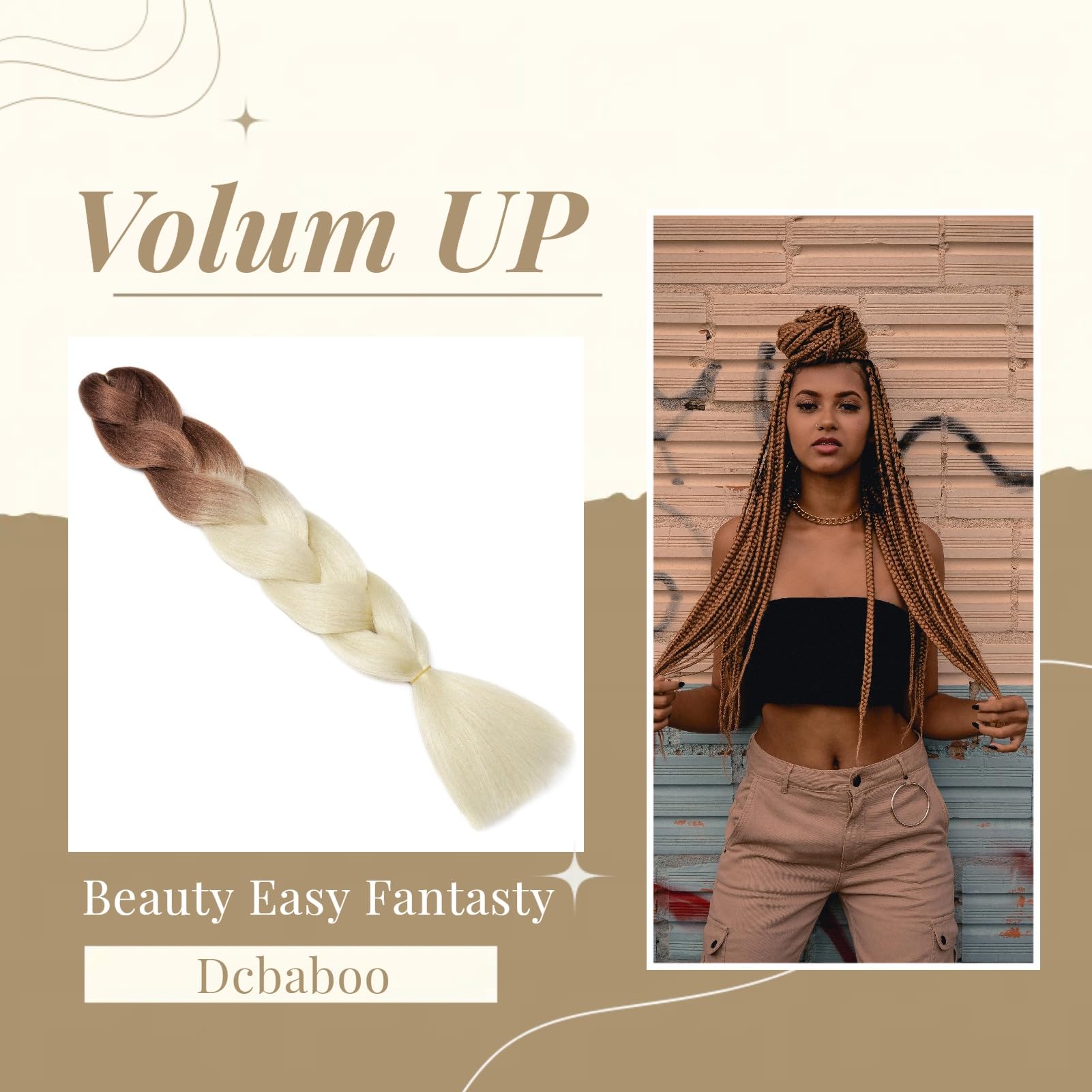 Dcbaboo Hair Extensions for Braiding Jumbo Braiding Hair Extension 1pack 24inch Synthetic Hair Kanekalon Ombre Braids Extensions Hair Afro Crochet Twist Box Braids 100g - Image 3