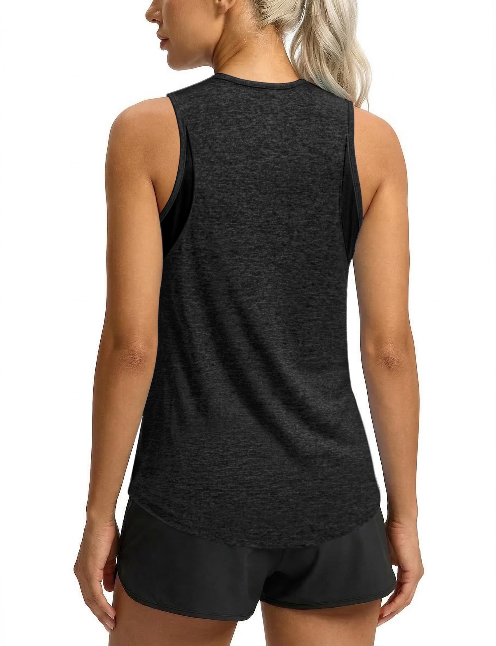 Wayleb Sport Top Damen Rundhals Ärmellos Atmungsaktiv Leicht Tanktop UV-Schutz Basic Oberteil mit Unterarm-Mesh oder Seitenschlitz für Yoga Fitness UPF 50+ Running Shirts