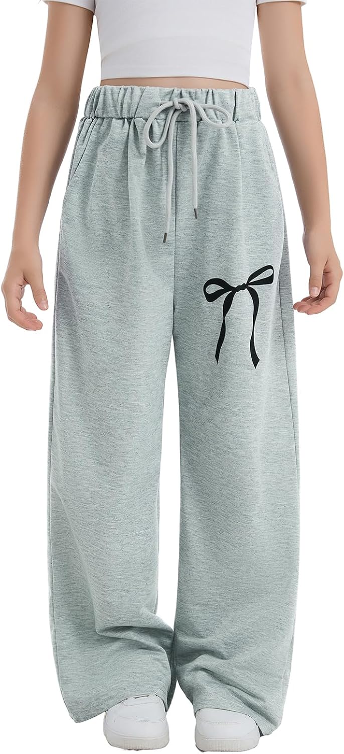 Girls Baggy Sweatpants Y2k Wide Leg Pants Drawstring with Pockets